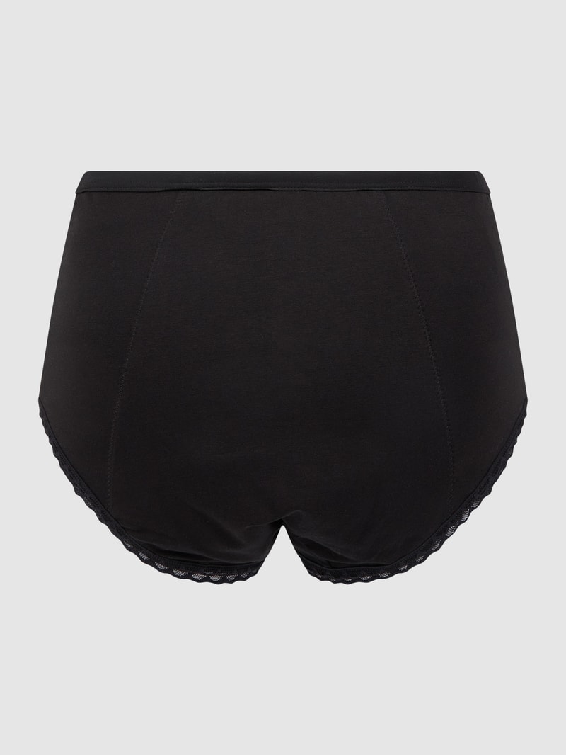 Periodenslip mit Kontrastbesatz Modell 'Deluxe X-tra' in schwarz