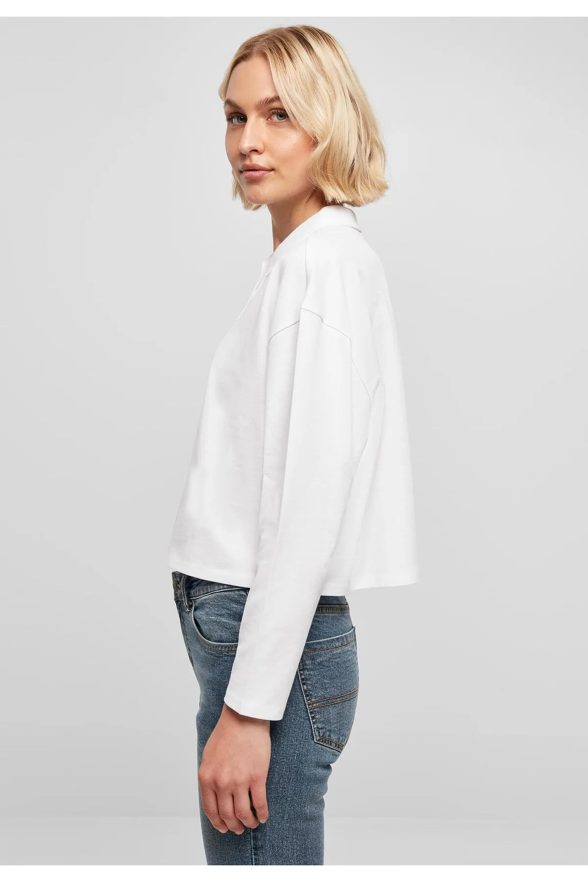 Urban Classics  Damen Ladies Short Oversized Polo Longsleeve