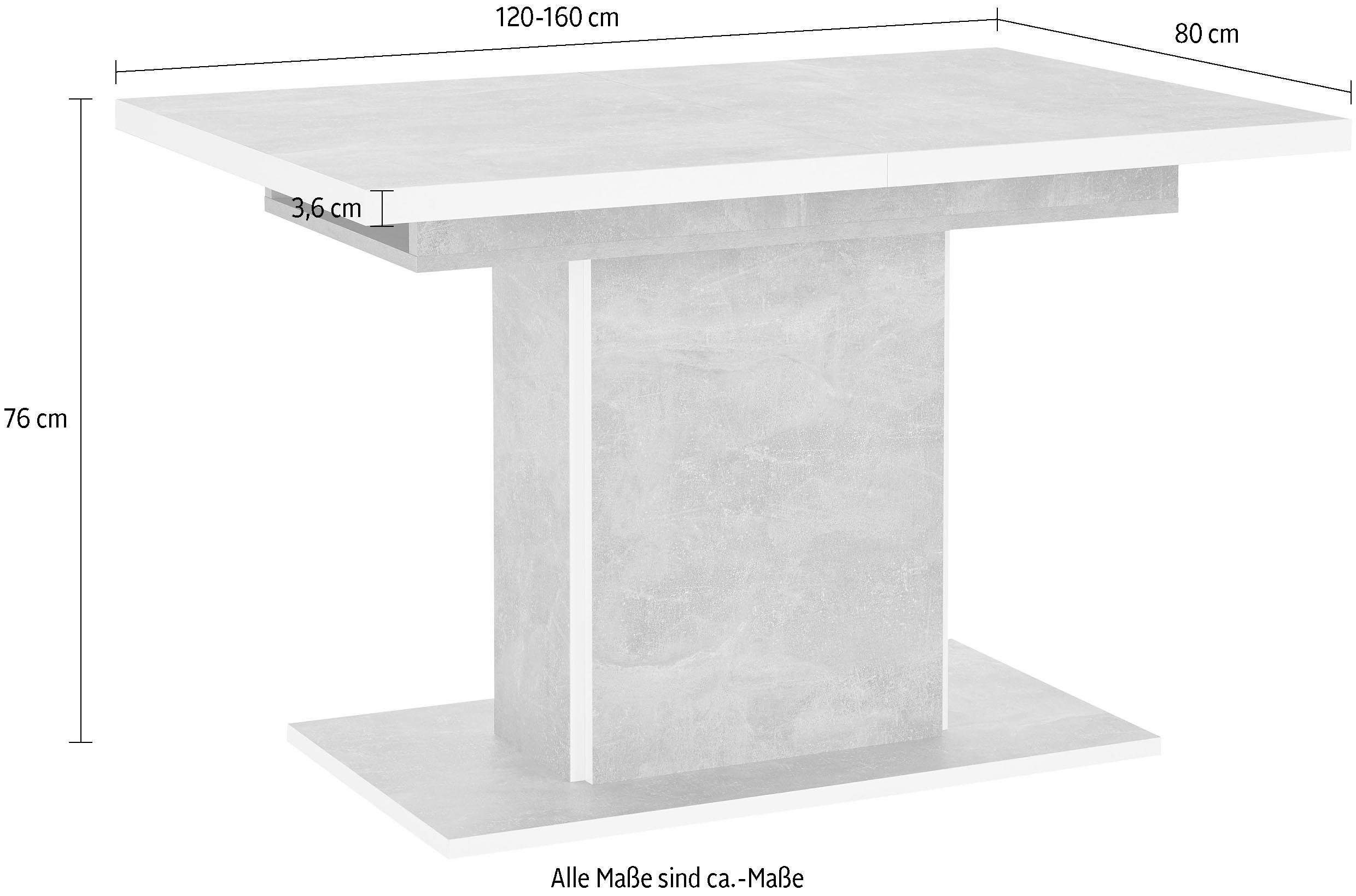 HELA Esstisch Alice, ausziehbar, Breite 120-160 cm