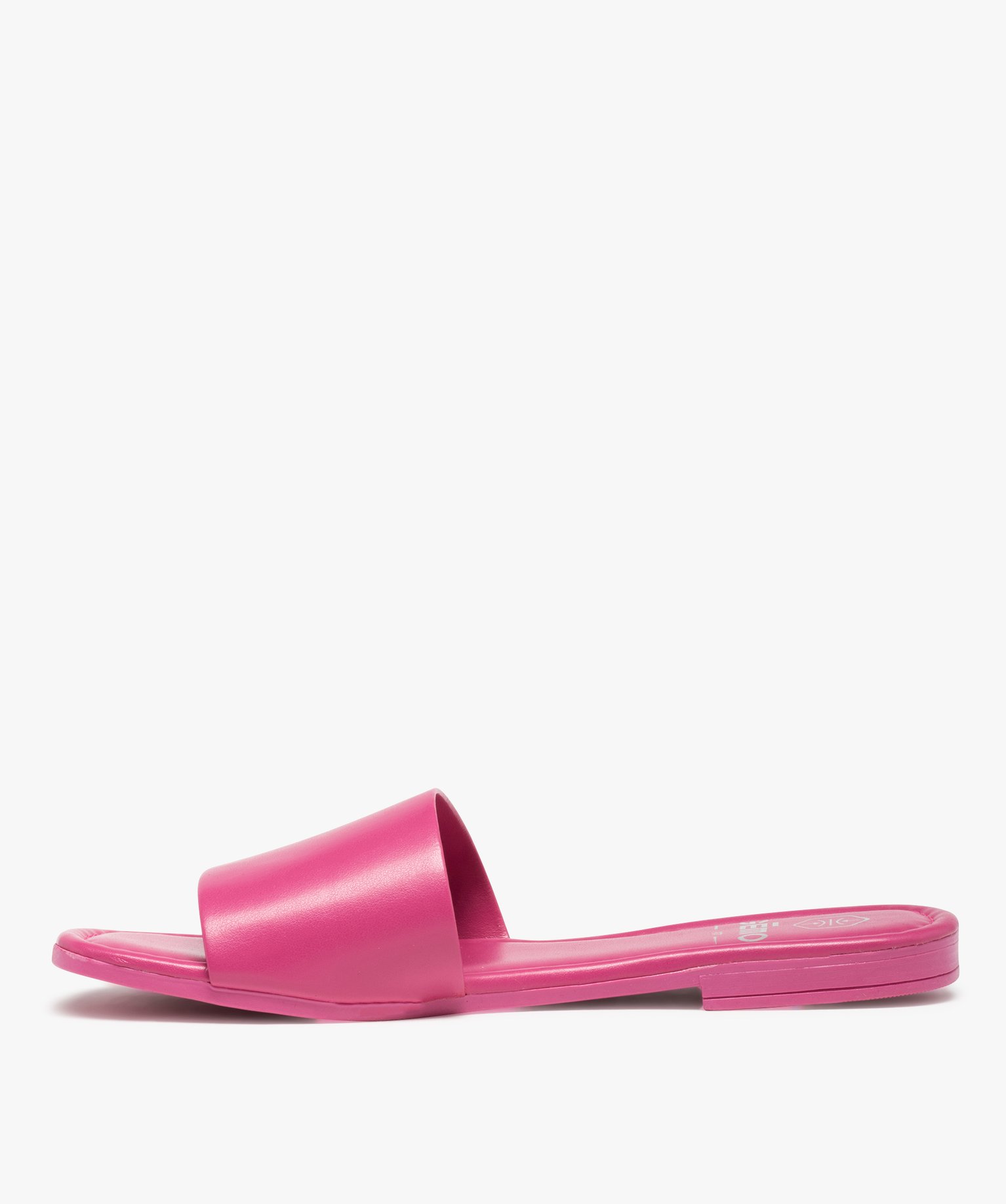 Mules femme unies à talon plat et bride droite rose | GEMO