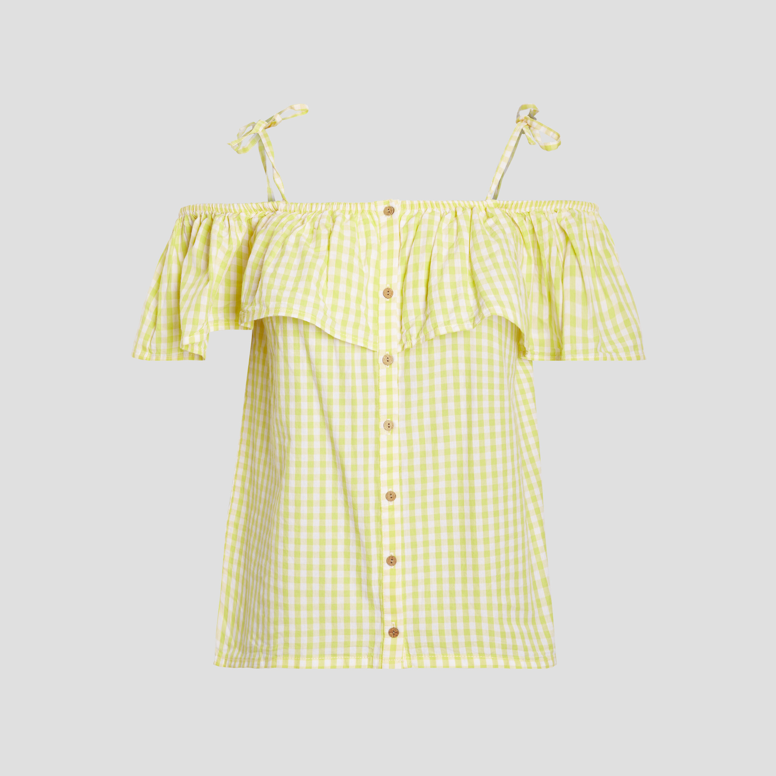 Chemise manches courtes col bardot jaune moutarde femme | La Halle