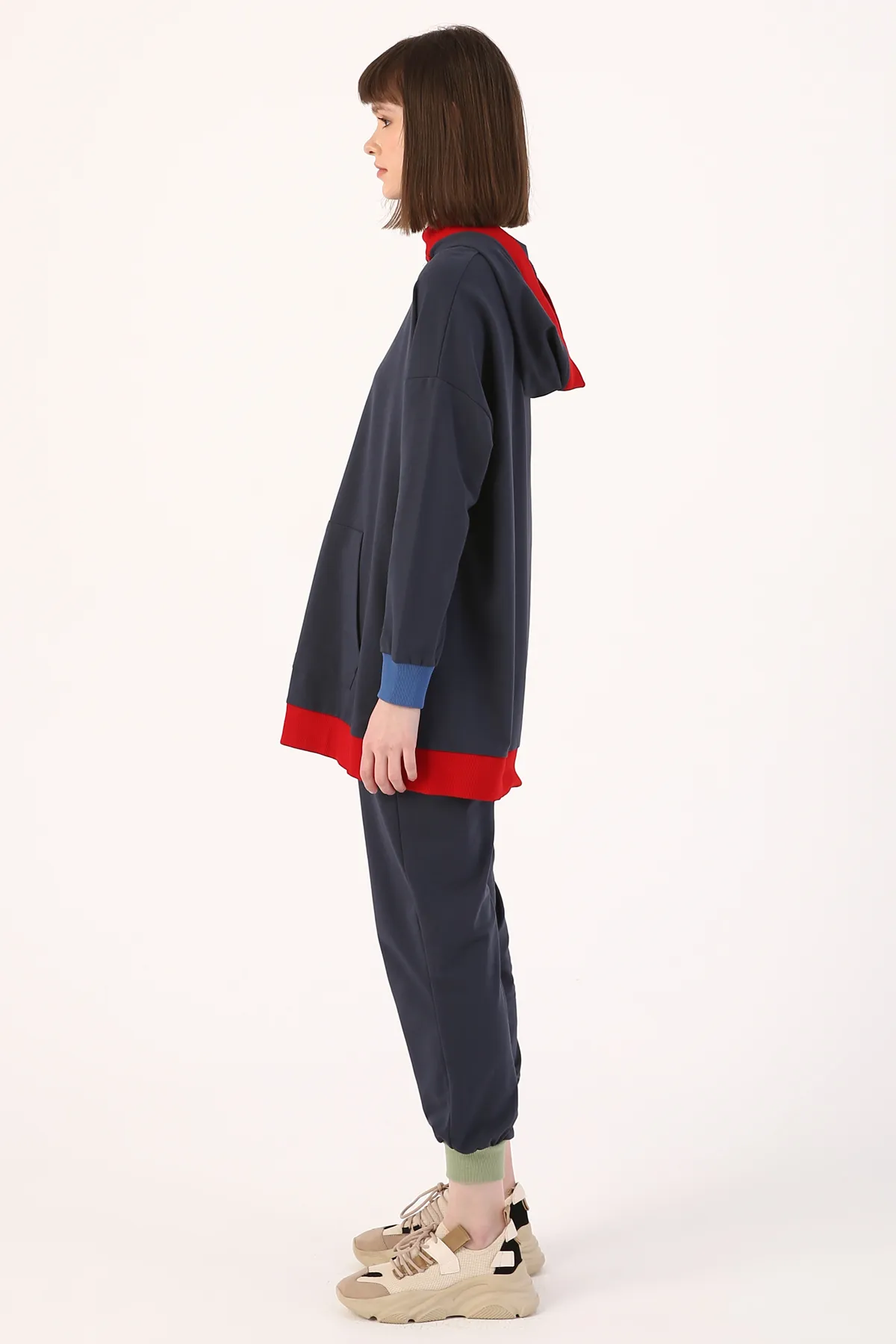 ALLDAY  Marineblauer, bunter Camisole-Trainingsanzug mit Kapuze