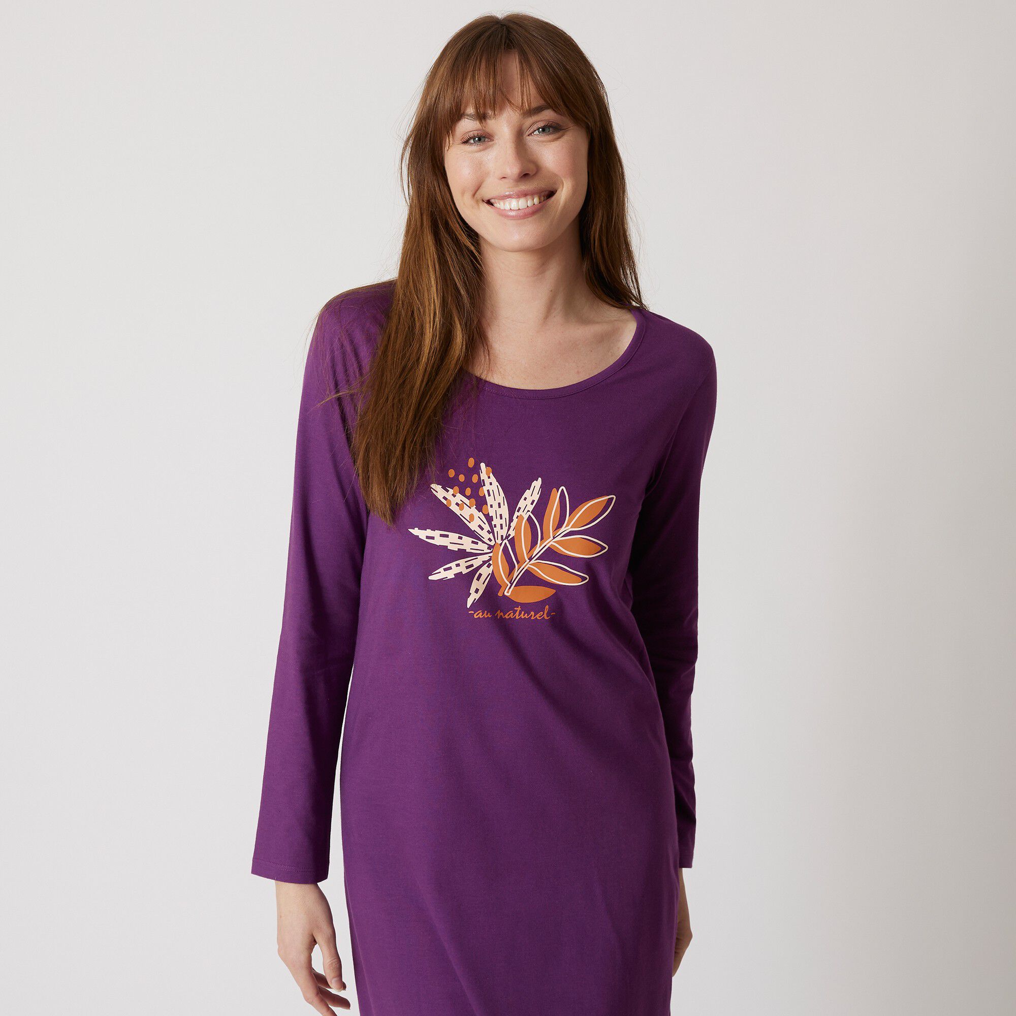 Chemise de nuit longue longues motif «au naturel »