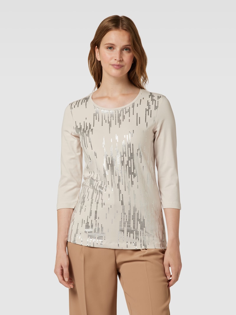 Longsleeve mit U-Boot-Ausschnitt in stein