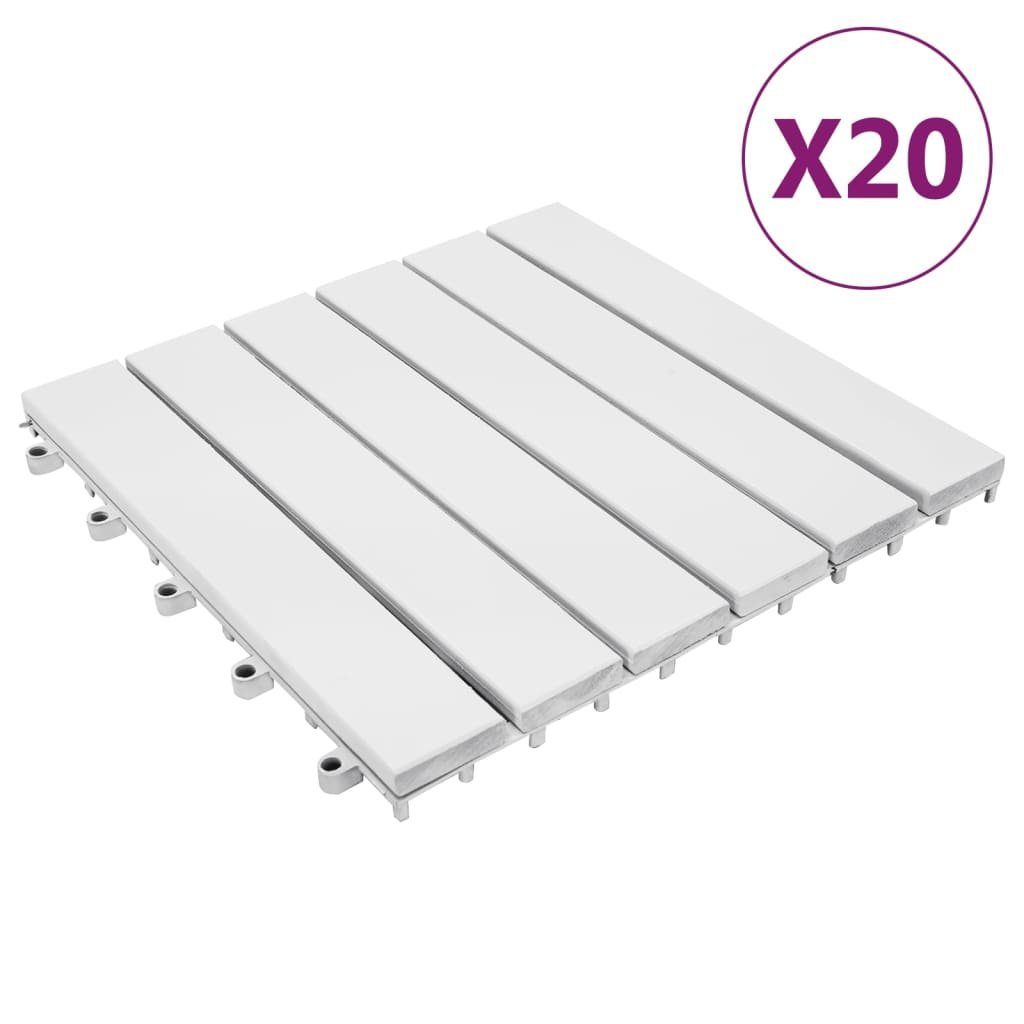 Teppichboden Terrassenfliesen 20 Stk. Weiß 30x30 cm Massivholz Akazie, vidaXL