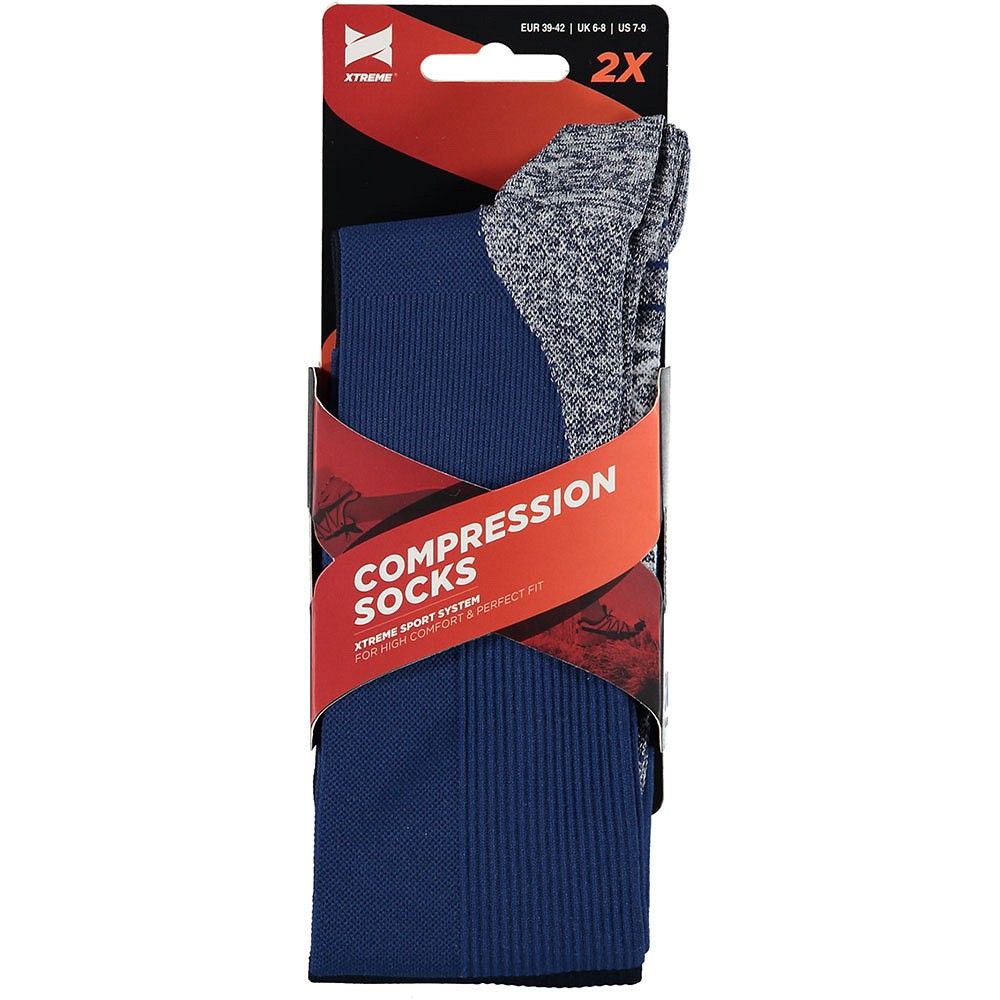 Xtreme 2 Paar Multi Blue Kompressions-Laufsocken