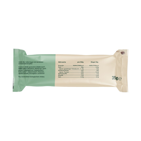 Vegane Bio Oat Bar, Chocolate Chip, 16er Set (16 x 35g = 560g)