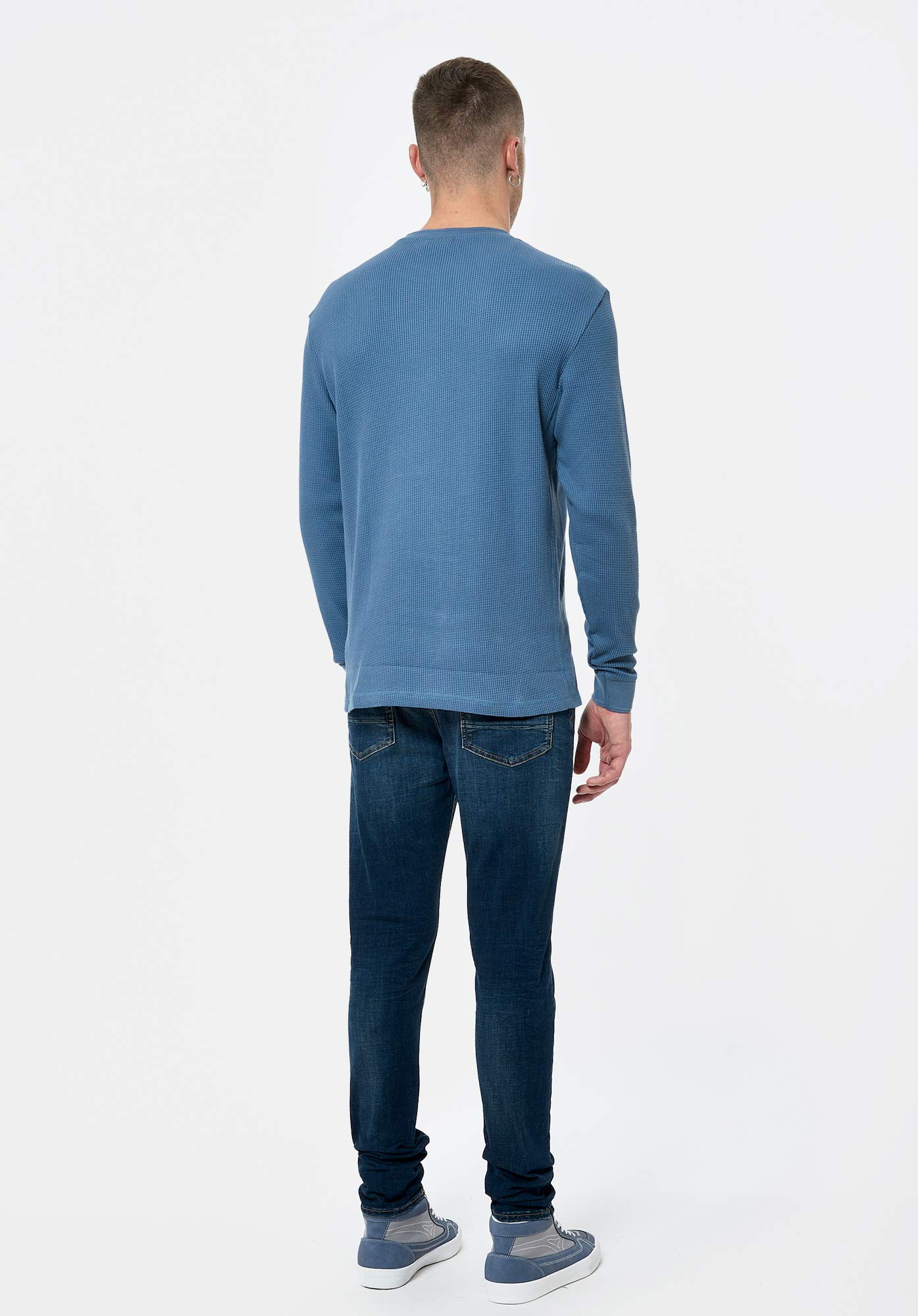 SAFLE  Pull bleu Homme en 100% coton