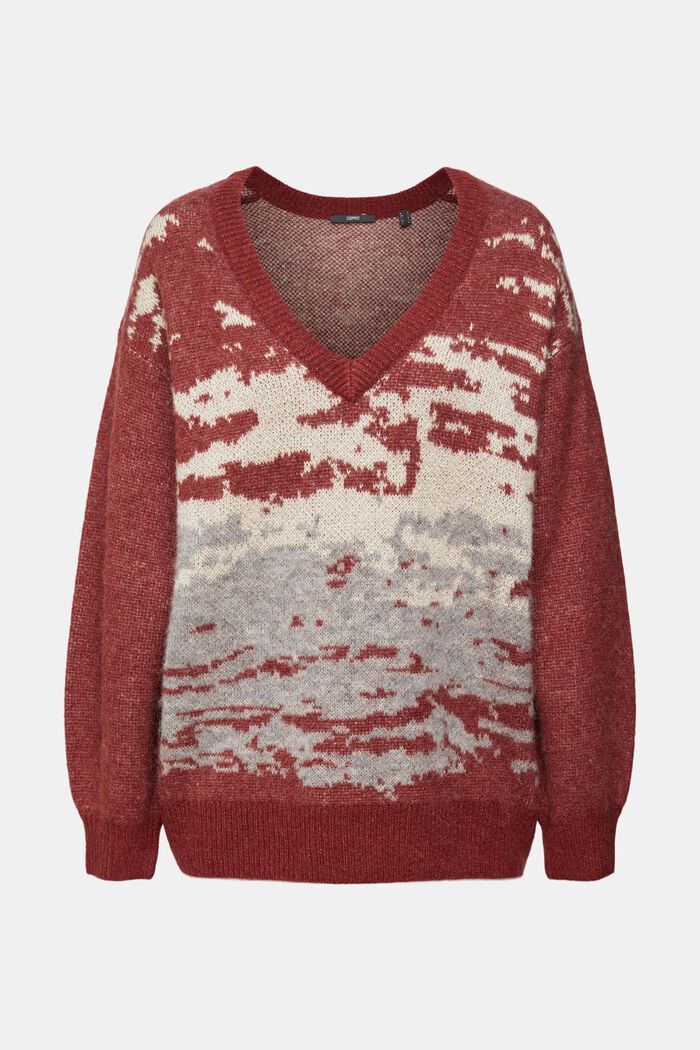 V-Ausschnitt-Pullover aus Wollmix