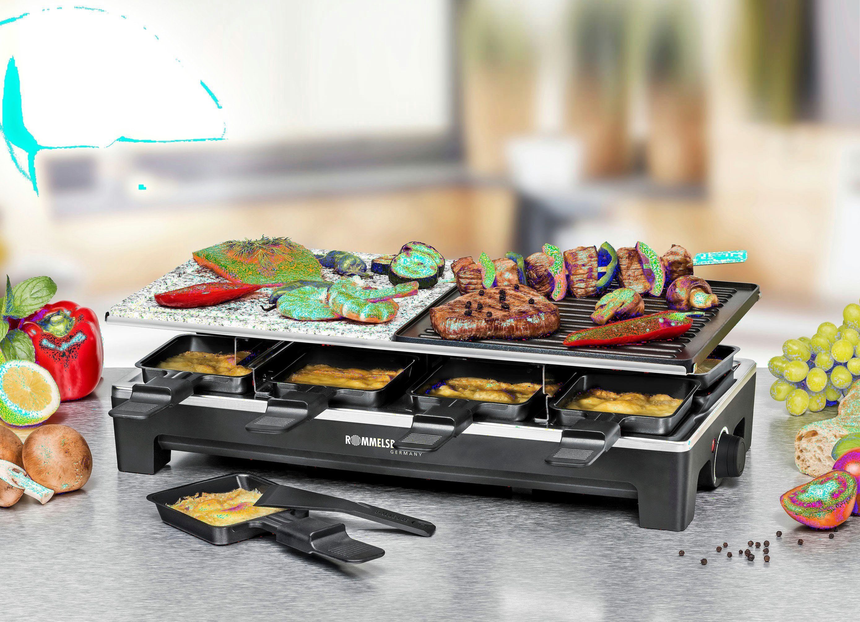 Rommelsbacher Raclette RCS 1350, 8 Raclettepfännchen, 1350 W