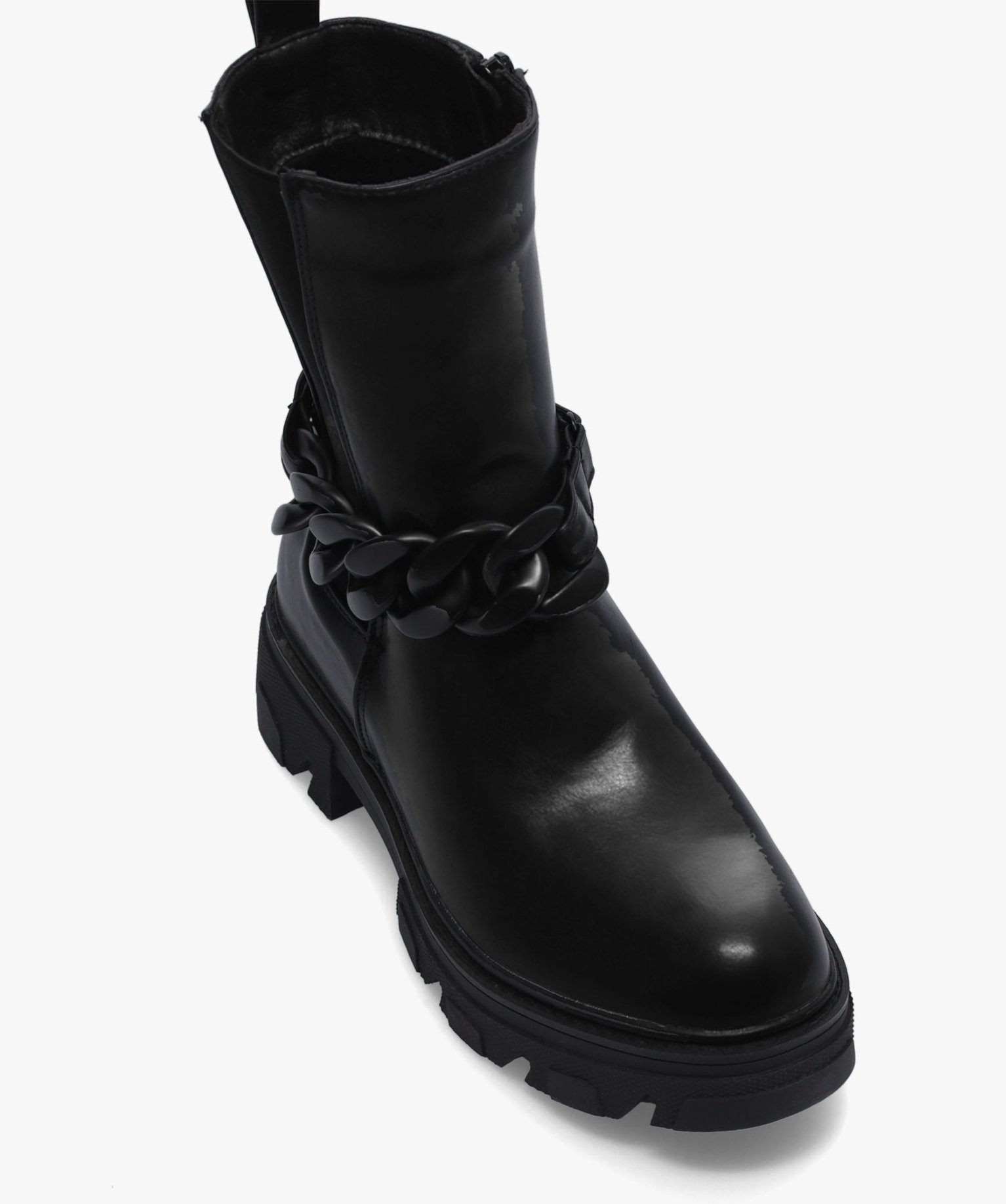 Boots femme à semelle crantée et chaine décorative – Cl... noir | GEMO