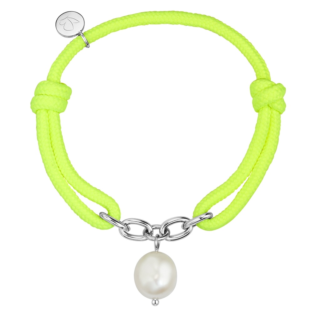 Glanzstücke München Bracelet en tissu Textile Perle de culture d'eau douce en Jaune Bracelet