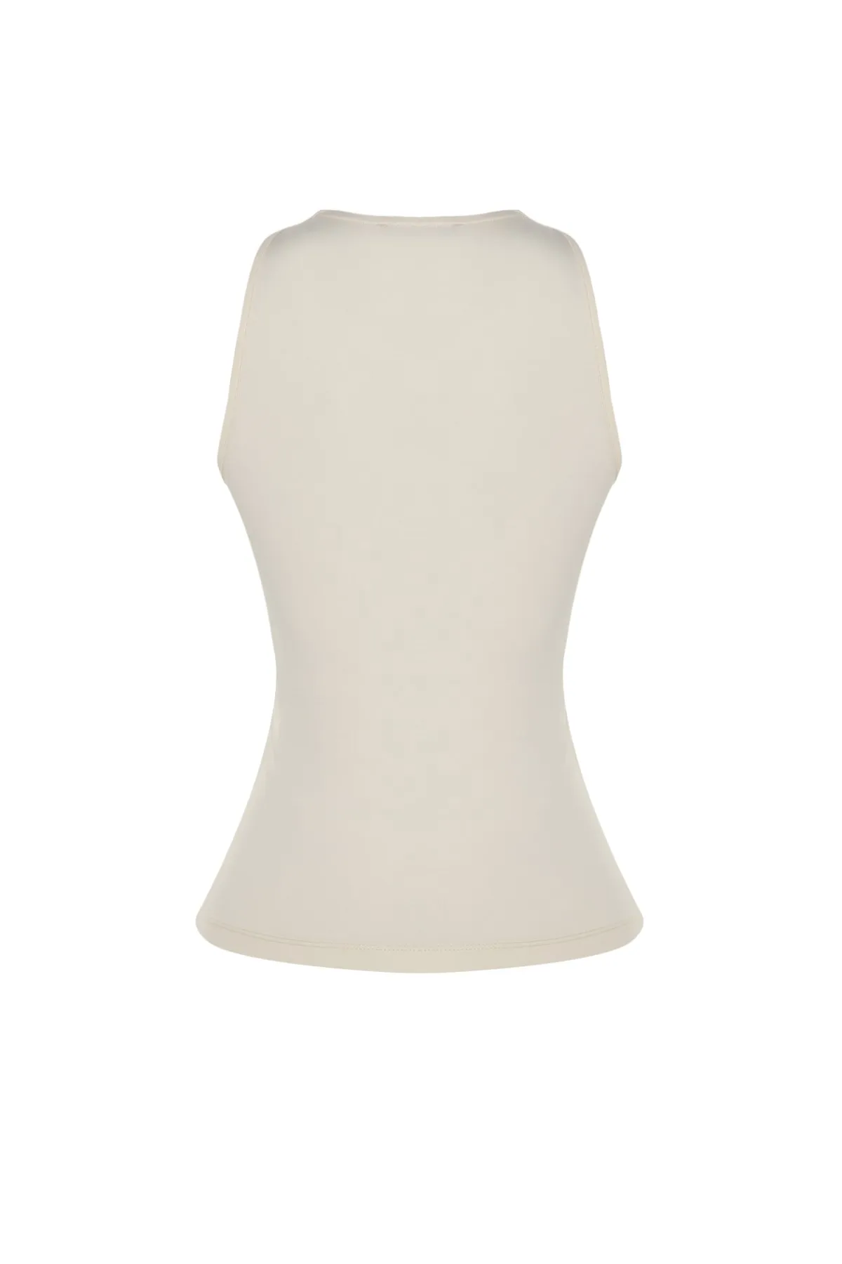 Trendyol Collection  Tailliertes/anliegendes, flexibles Strick-Unterhemd aus steinfarbener Baumwolle mit Neckholder-Kragen TWOSS23AL00069