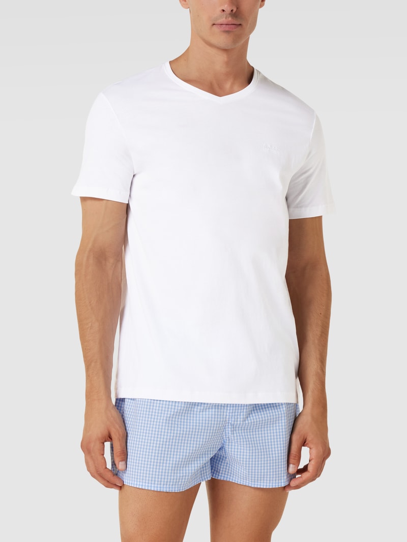 T-Shirt mit V-Ausschnitt im 2er-Pack Modell 'ComfortS' in weiß
