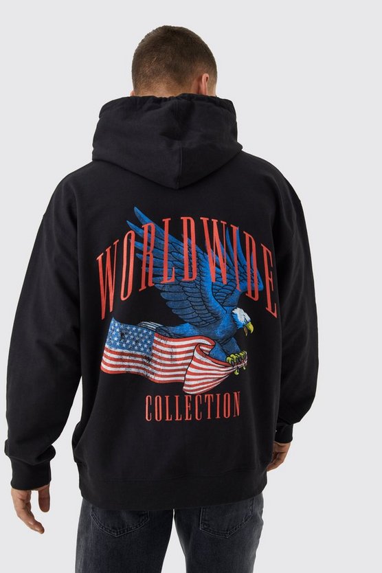 Oversize Hoodie mit Worldwide-Print