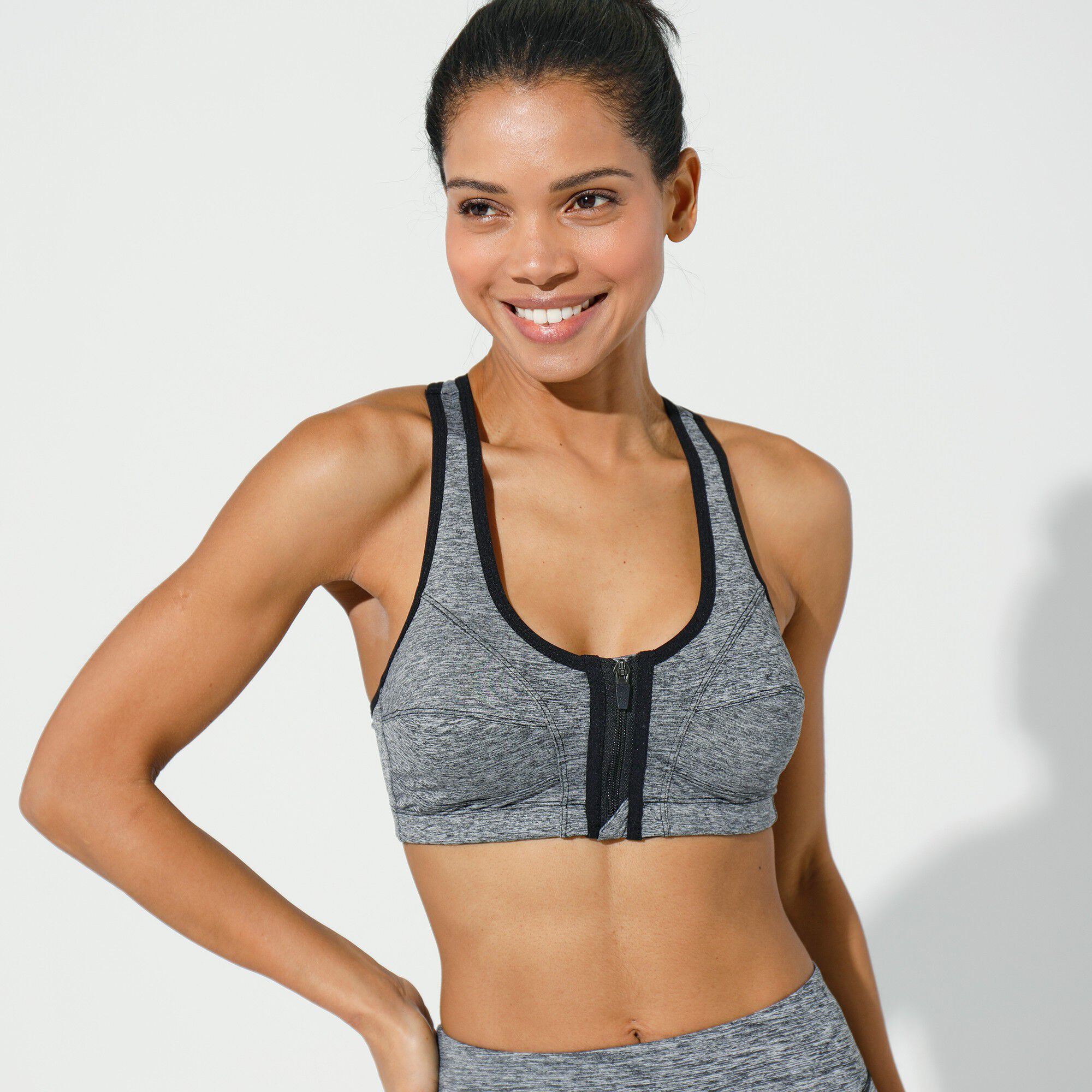 Soutien-gorge microfibre imprimée spécial sport, zippé devant