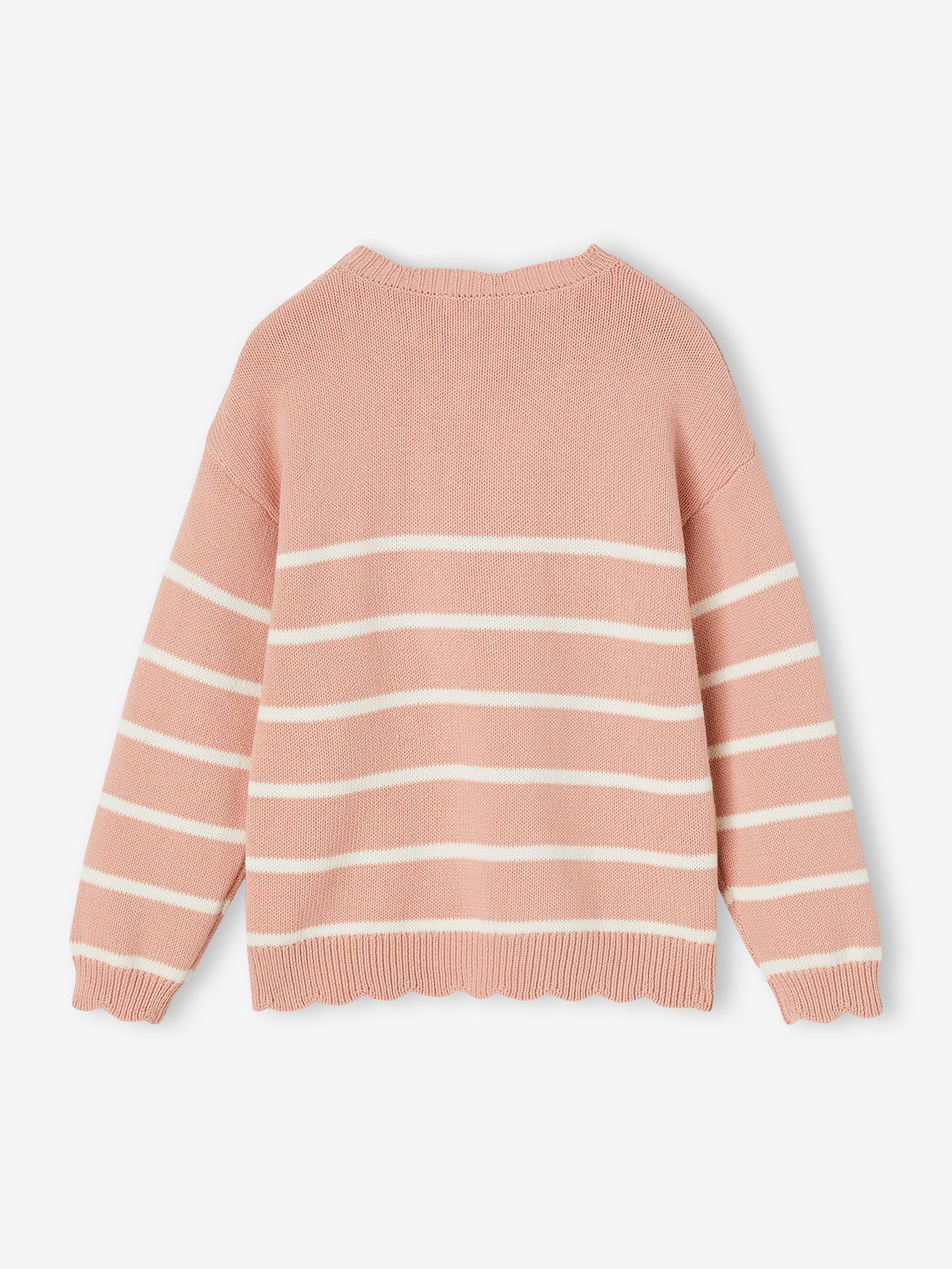 Vertbaudet Mädchen Ringelpullover - pudrig rosa