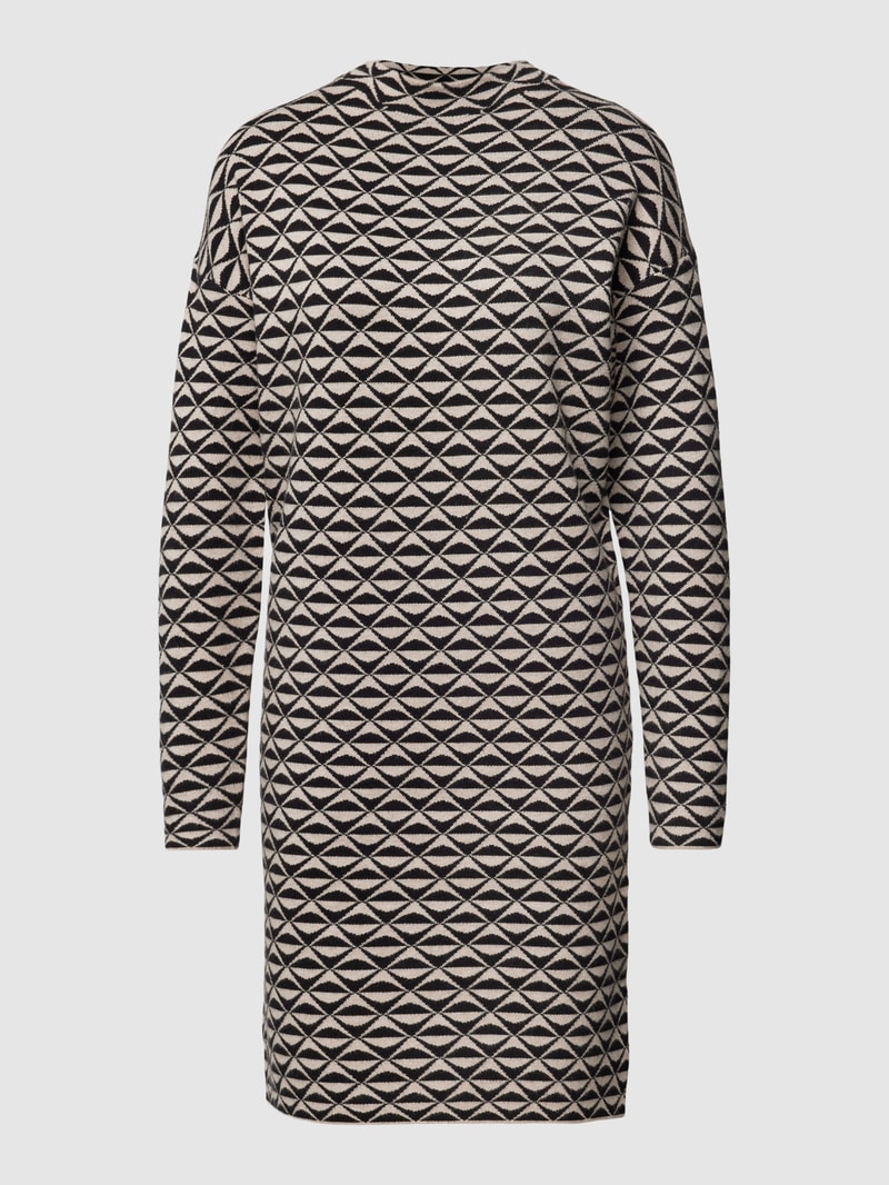 Knielanges Kleid mit Allover-Muster in beige meliert