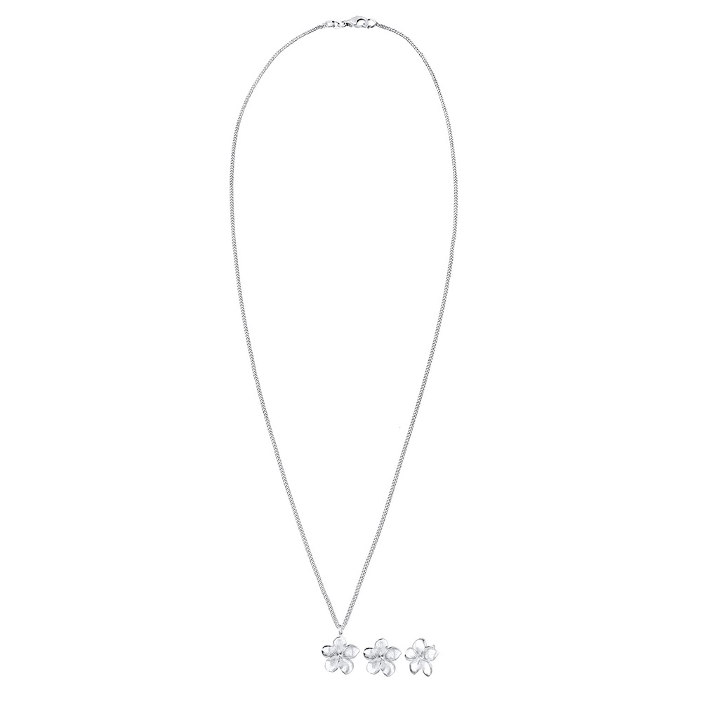 Elli Elli Ensemble de Bijoux Femmes Frangipani fleur Pendentif set Clous d'oreilles en Bijoux