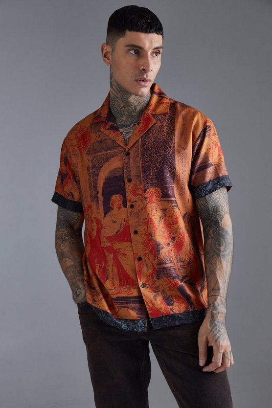 Kurzärmliges Oversize Hemd mit Print