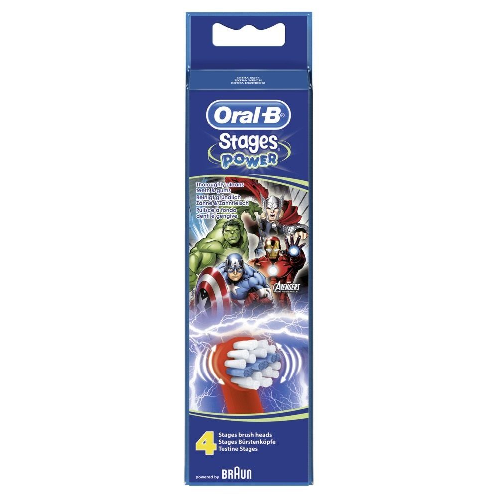 Braun Aufsteckbürsten ORALB(R) Stages Power EB10K Extra Weich Kinder ab 3 Jahre, EB10K, Sanfte reinigung für Zahnbürsten (4 Bürsten in der Verpackung), Für Kinder ab 3 Jahre
