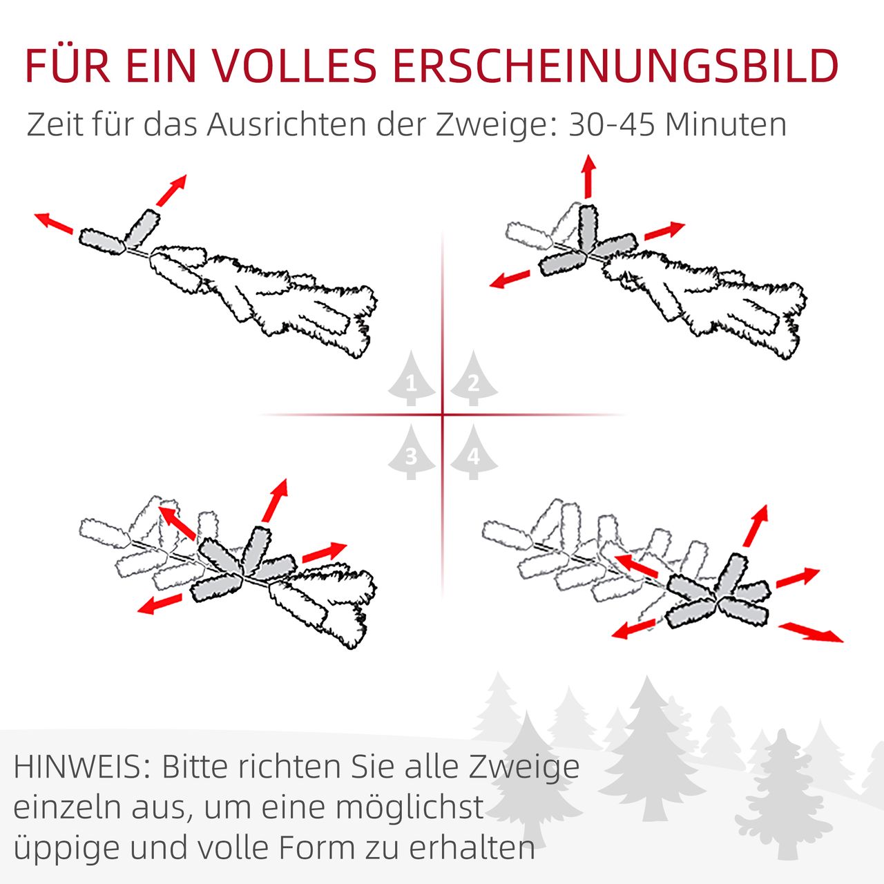 HOMCOM 1,80m Weihnachtsbaum realistisches Aussehen Kunstschnee Tannenzapfen