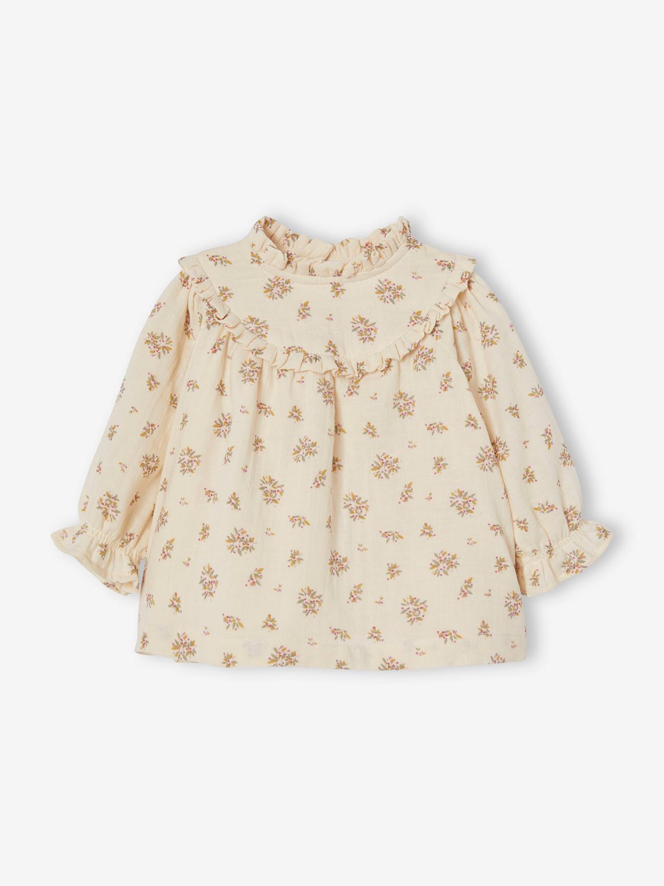 Vertbaudet Baby-Set: Musselinkleid & Shorts - beige bedruckt