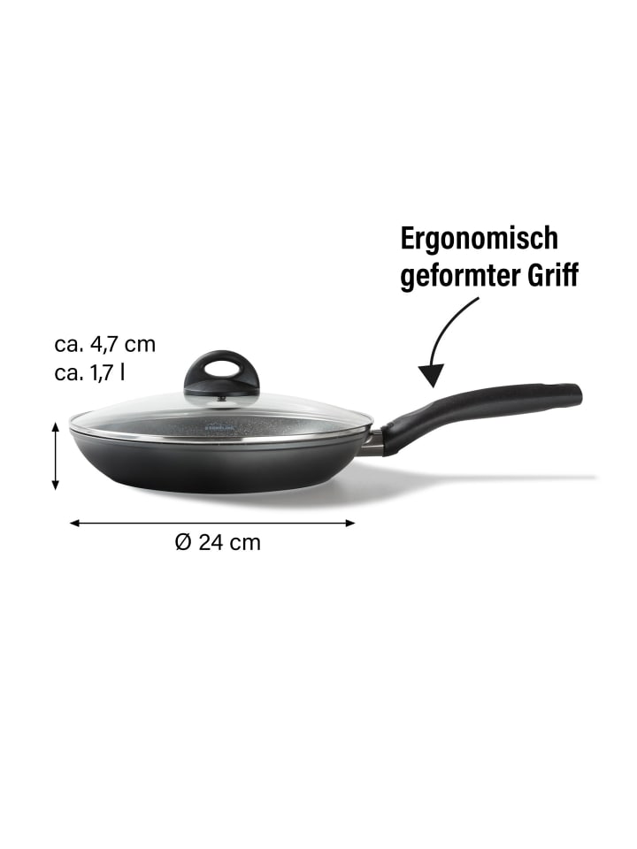 Stoneline Keramik Bratpfanne 24 cm | mit Deckel in Schwarz günstig kaufen Ø 24cm