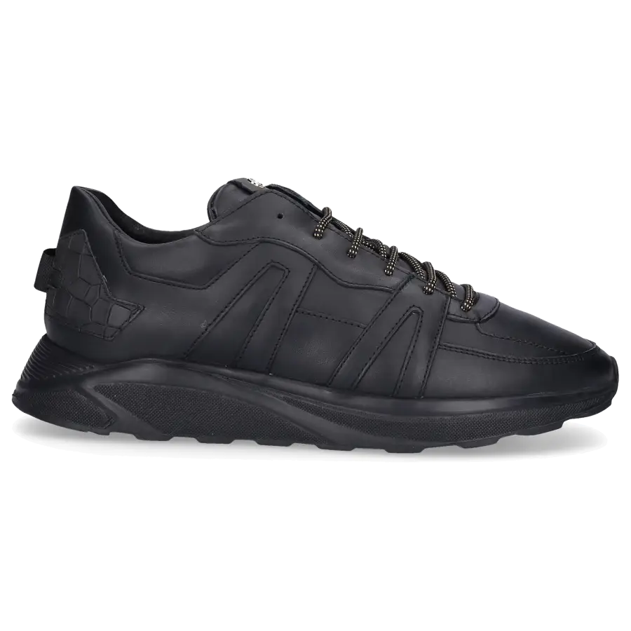 Hide & Jack - Sneaker low RUNNING JET Kalbsleder Logo schwarz - schwarz
