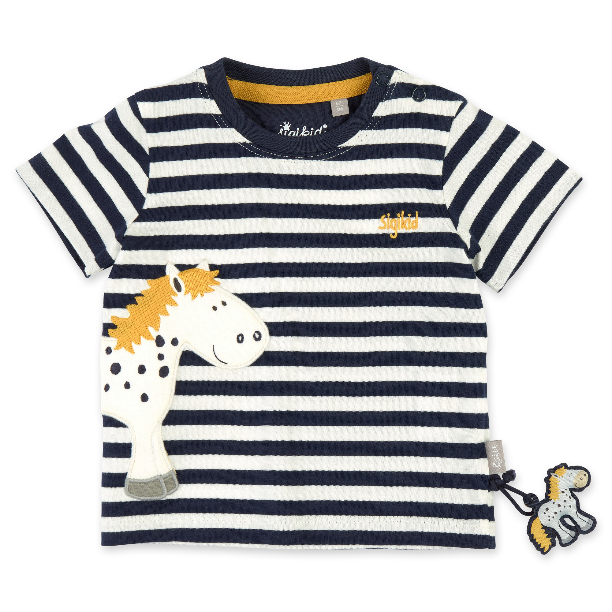 Baby T-Shirt Pony, blau-weiß geringelt