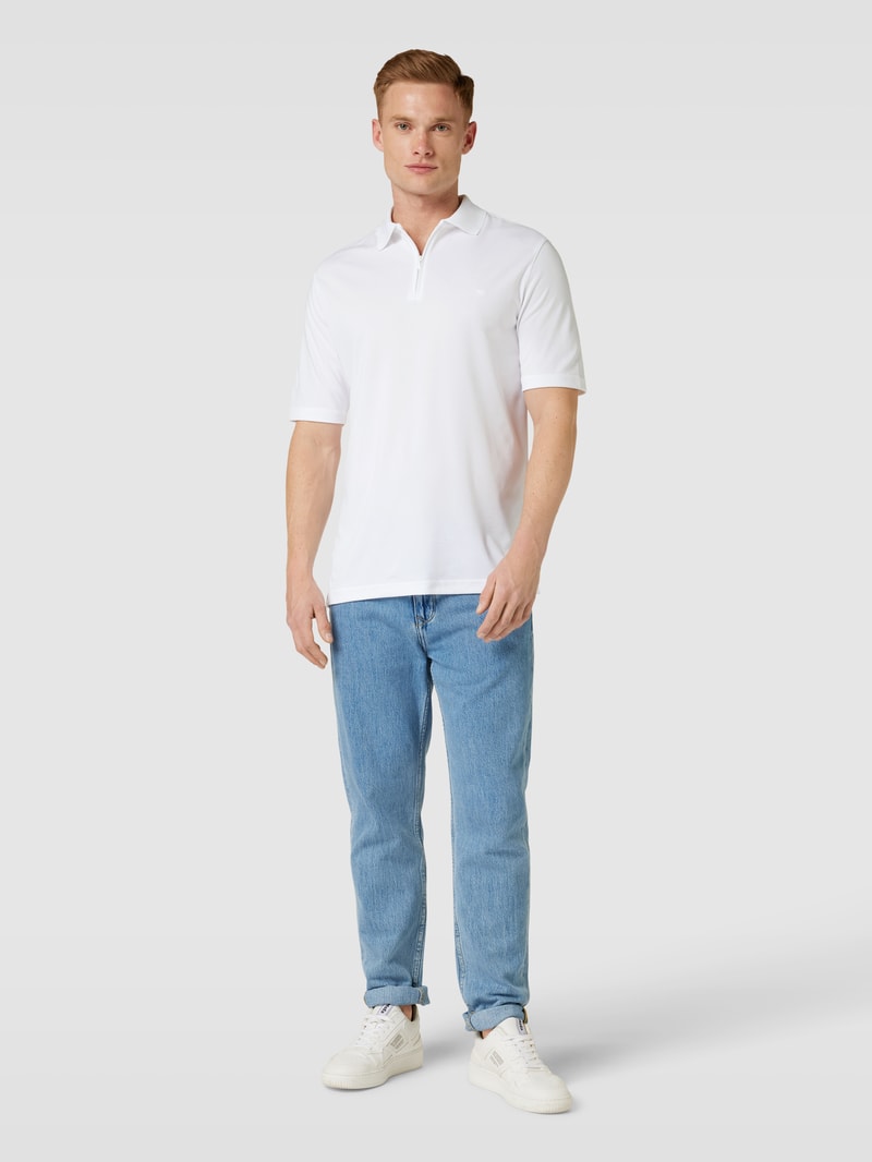 Poloshirt mit Reißverschluss in weiß