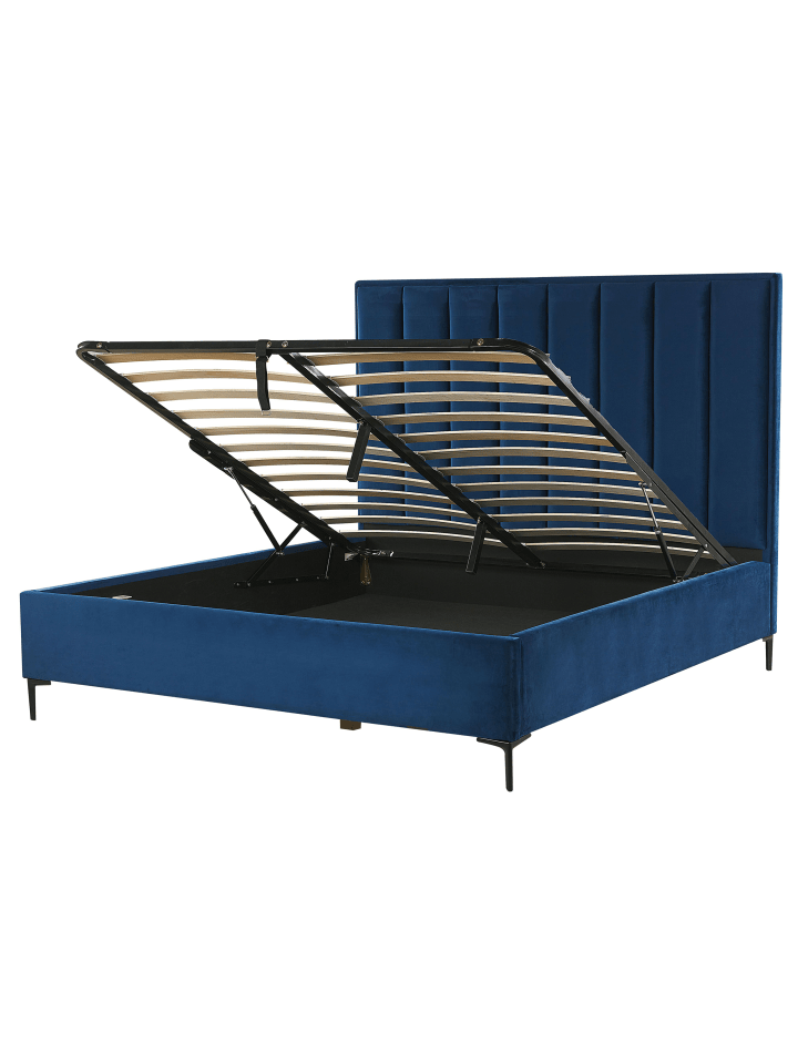 Beliani Doppelbett SEZANNE in Blau/Schwarz - (W) 170 x (H) 142 x (L) 215 cm günstig kaufen onesize