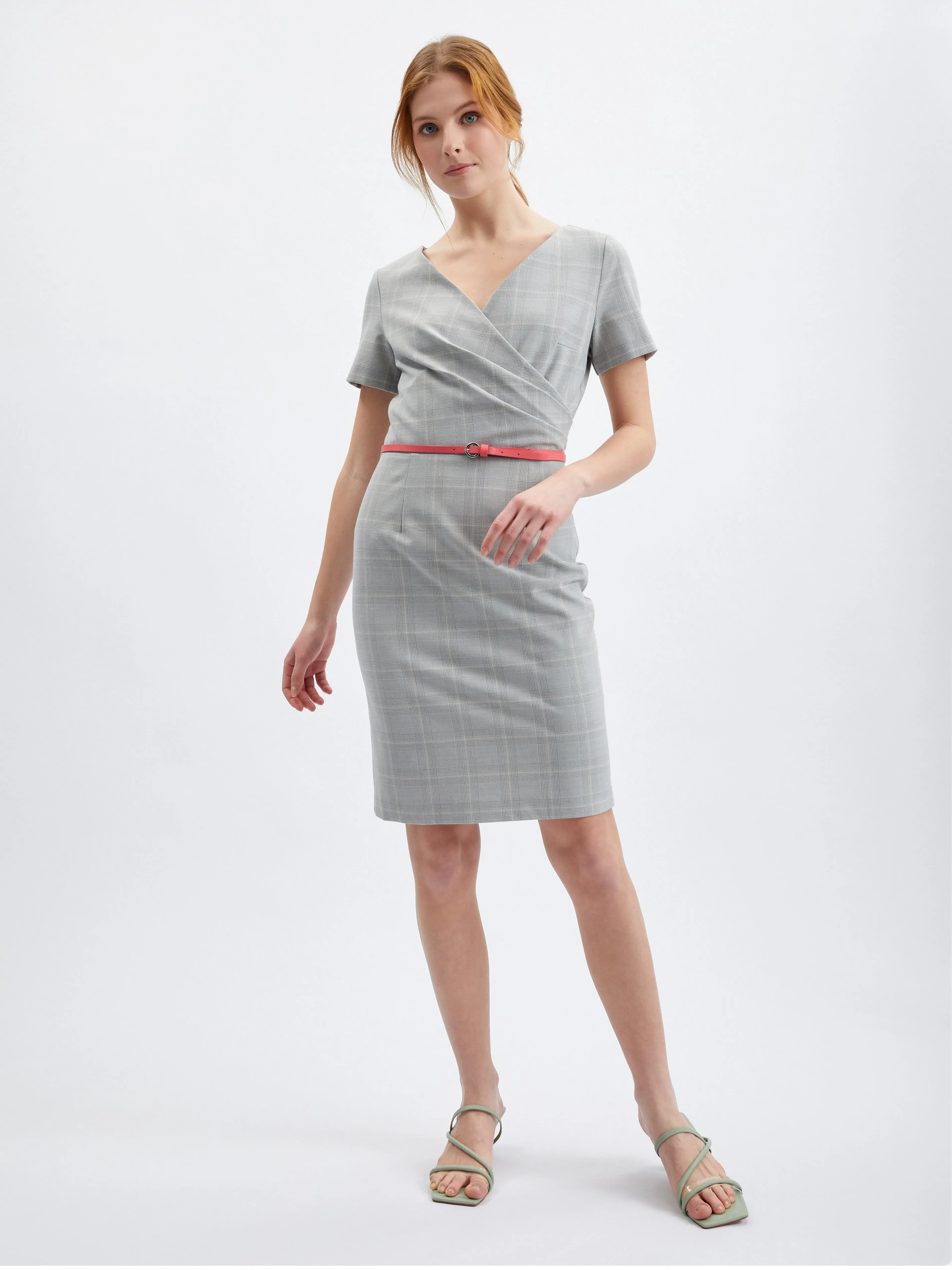 Grau kariertes Damen-Kleid ORSAY