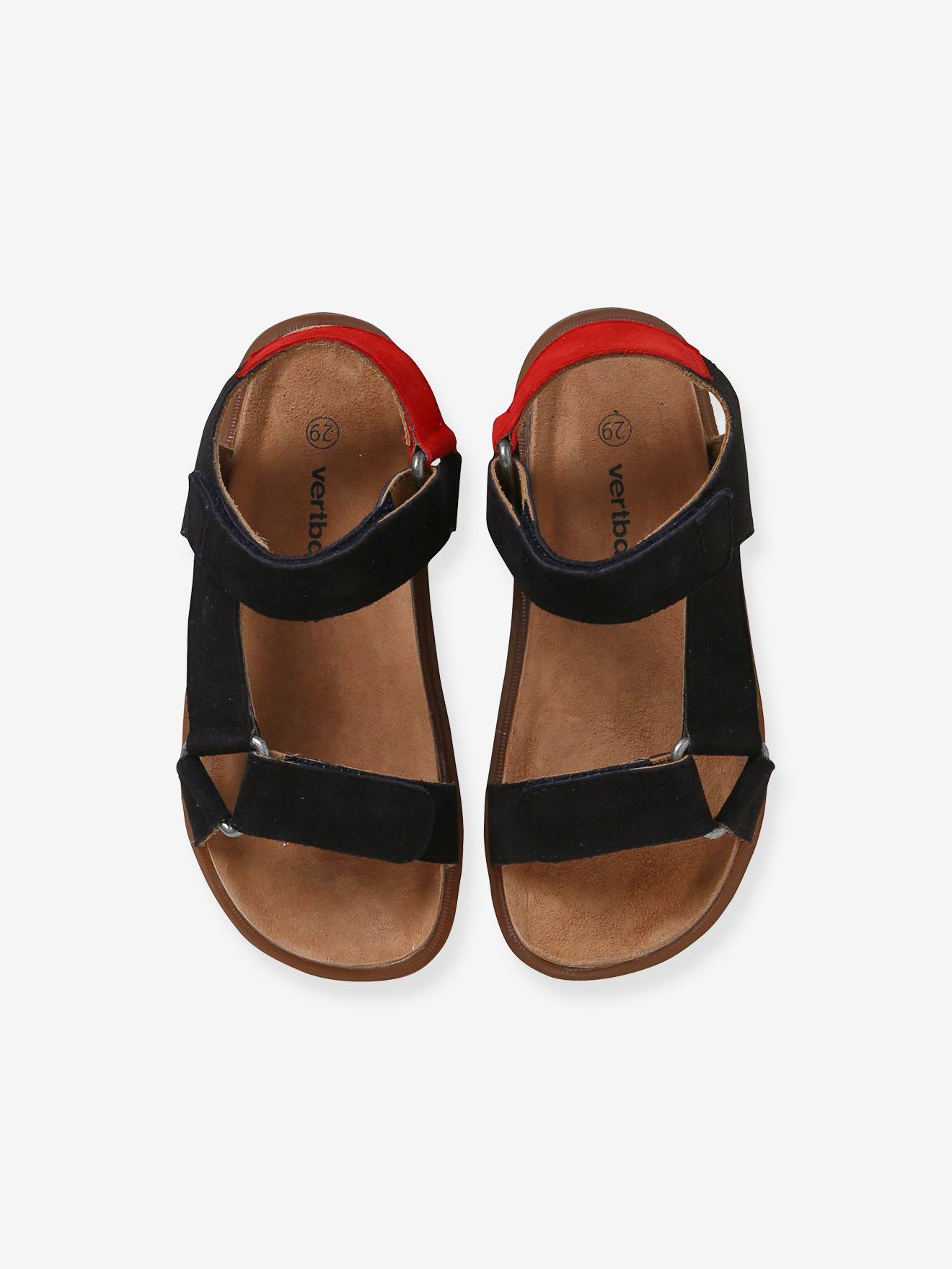 Sandales scratchées cuir enfant marine