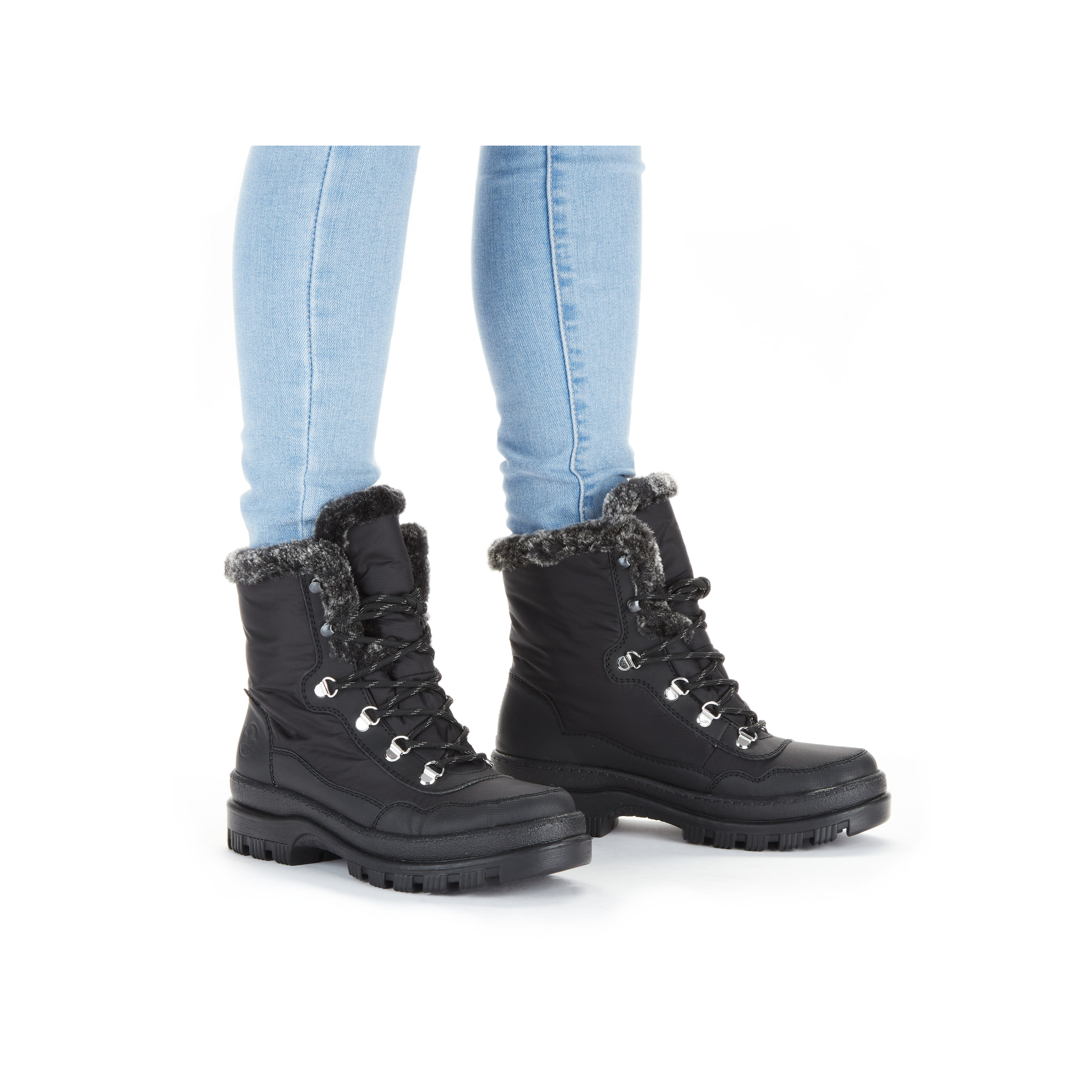 Rieker Damen Schnürstiefel tiefschwarz