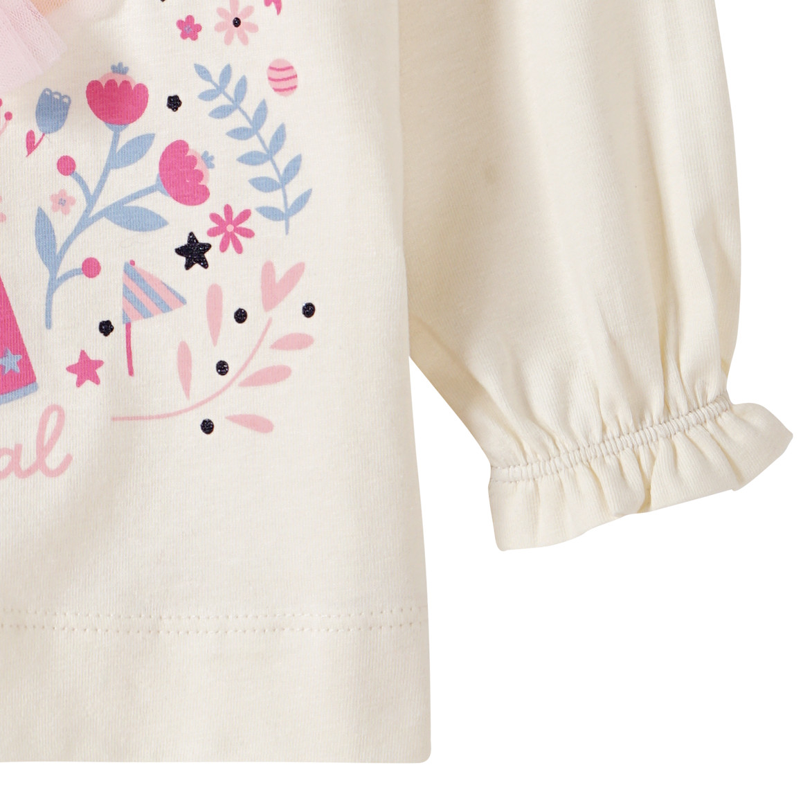 Mädchen Langarmshirt mit Tüll-Applikation