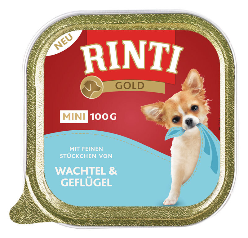 RINTI Hundenassfutter RINTI Gold Mini 16x100g Wachtel & Geflügel