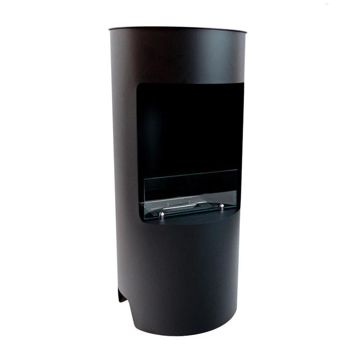 ScandiFlames Montgomery Schwarz, Offener Bioethanol-Herd, Freistehender Bioethanol-Kamin im Holzofen-Design, Lange Brenndauer von bis zu 4,5 Stunden, 1,9 kW.