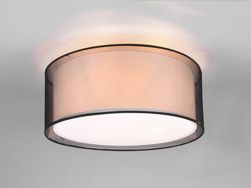 meineWunschleuchte LED Deckenleuchte, Dimmfunktion, LED wechselbar, Warmweiß, Design-er Lampe mit Stoff Lampen-schirm, Treppenhaus & Galerie Ø 50cm