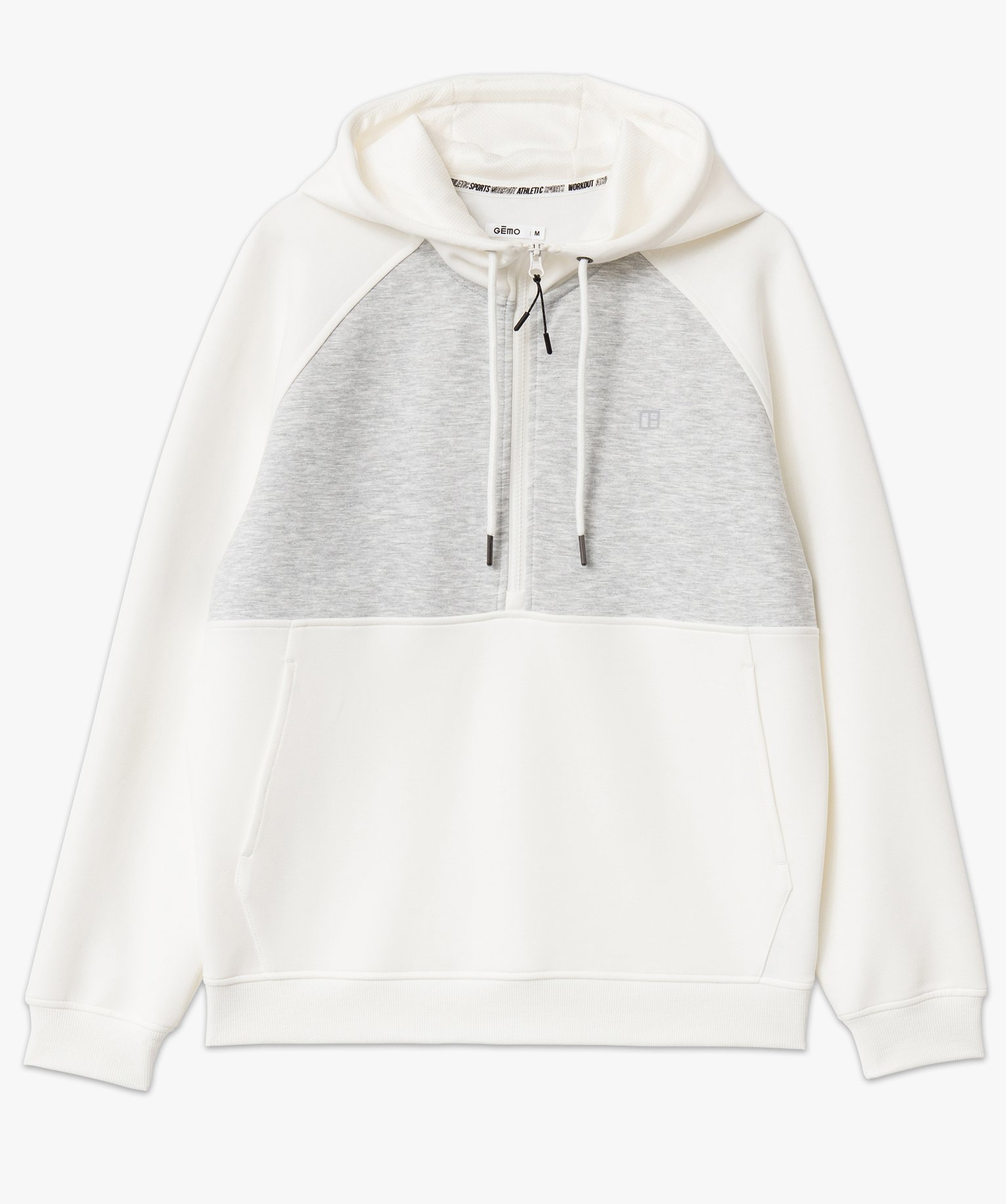 Sweat à capuche et col zippé bicolore homme blanc | GEMO