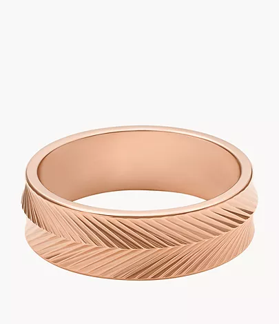 Fossil Ring Harlow Linear Texture Edelstahl roségoldfarben