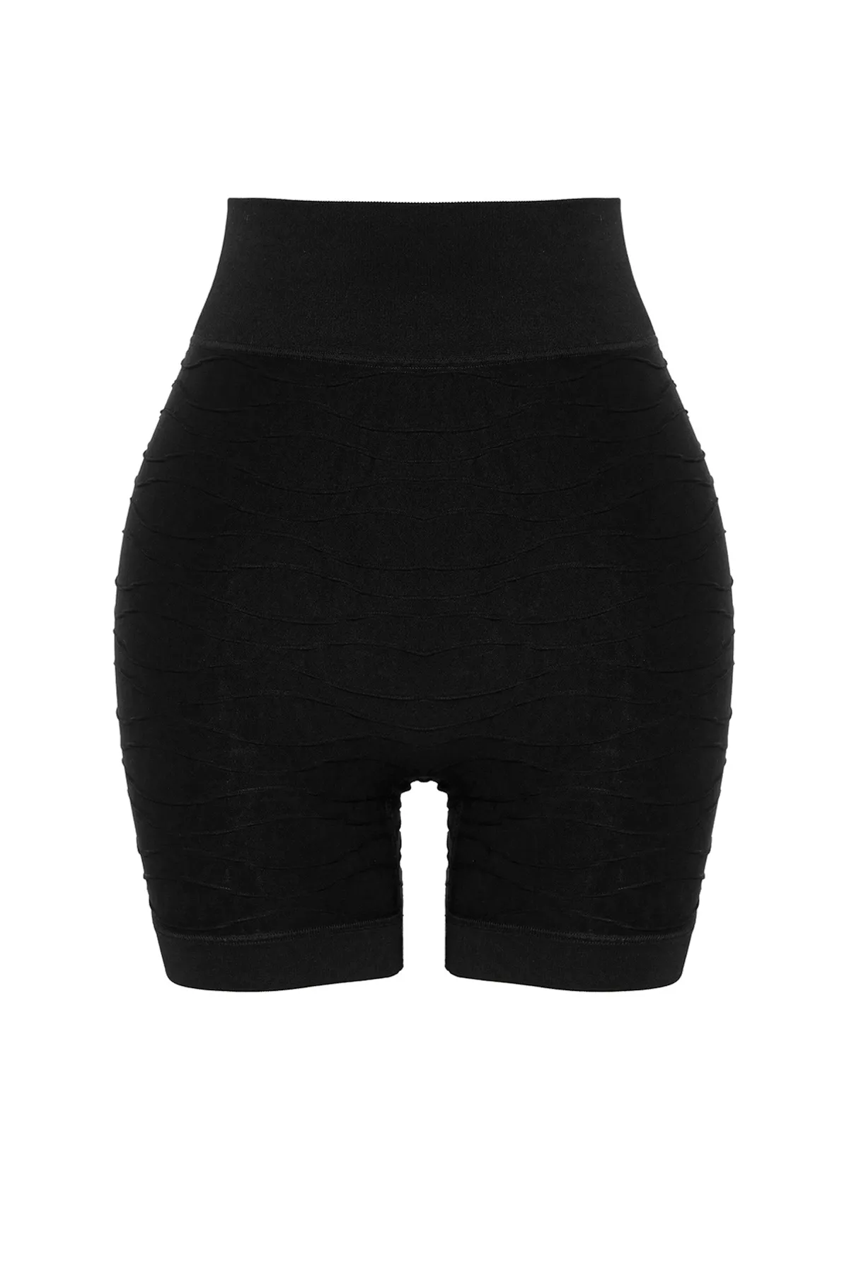 Trendyol Collection  Schwarze nahtlose/nahtlos strukturierte, selbstgemusterte gestrickte Sportshorts/kurze Leggings THMSS24TY00044
