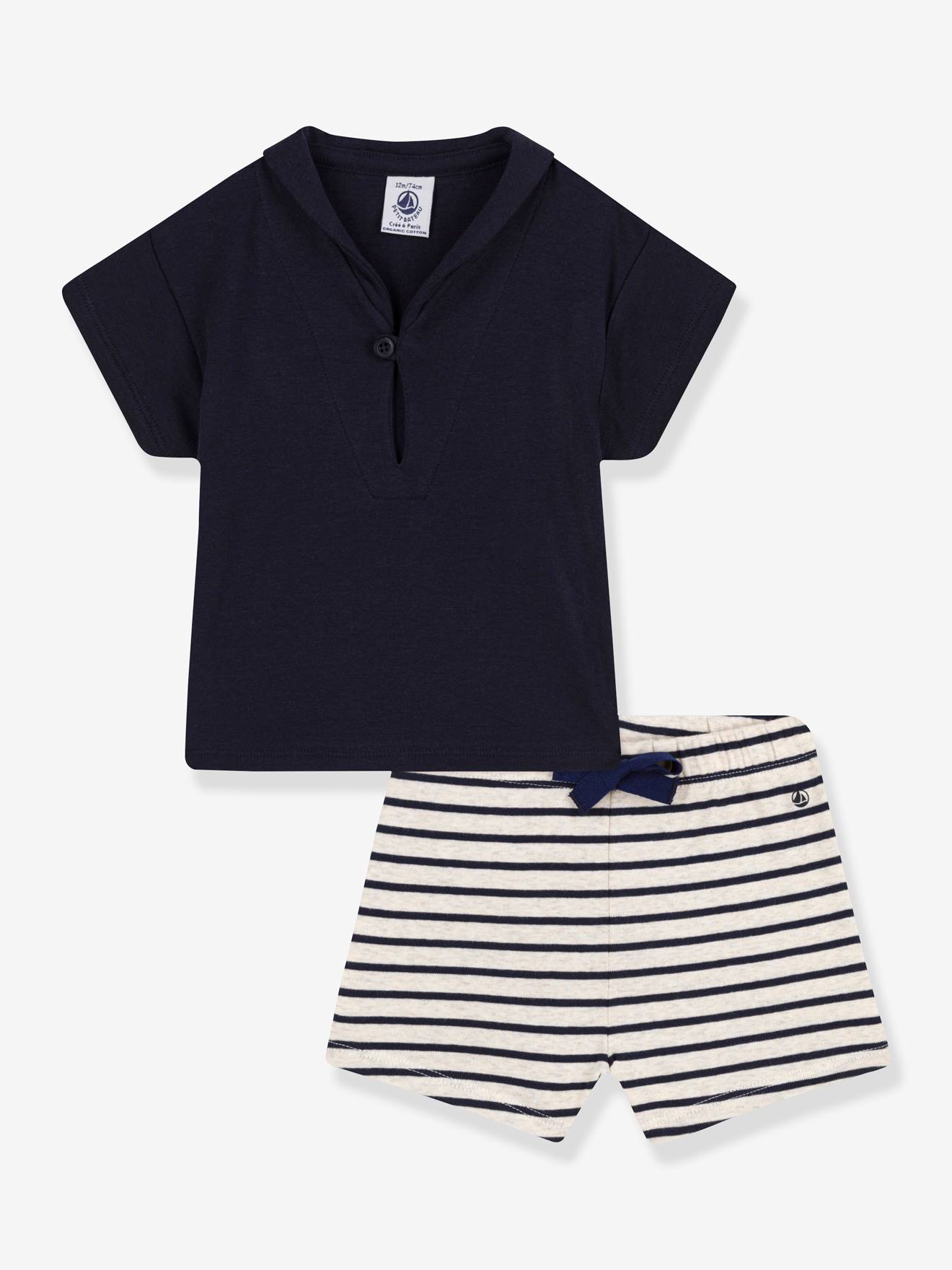 Petit Bateau 2-teiliges Baby-Set PETIT BATEAU, Bio-Baumwolle - blau