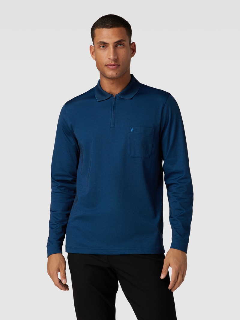 Poloshirt mit kurzer Reißverschlussleiste in petrol
