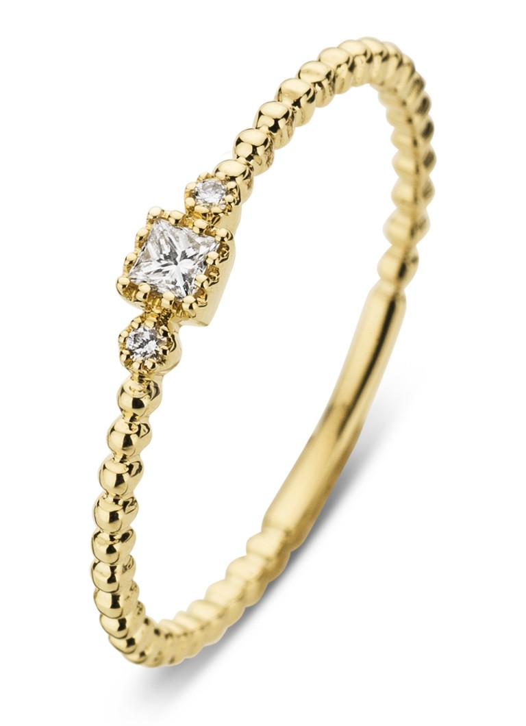 Inel cu vârf de diamant din aur galben și un diamant de 0,05 ct, Joy