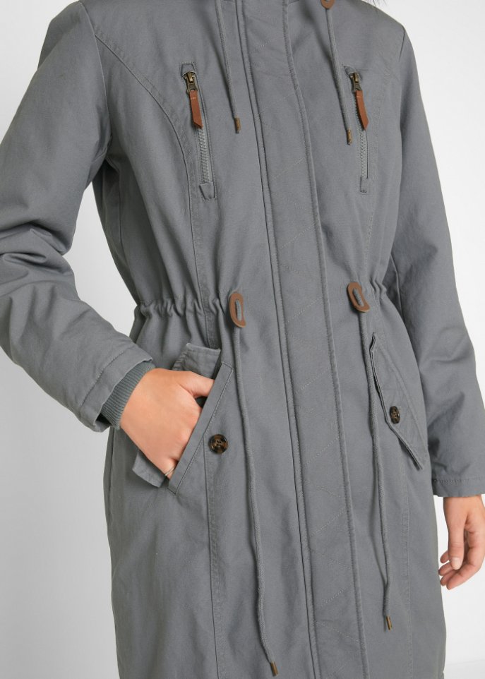 Winterparka mit Fellimitat-Kapuze