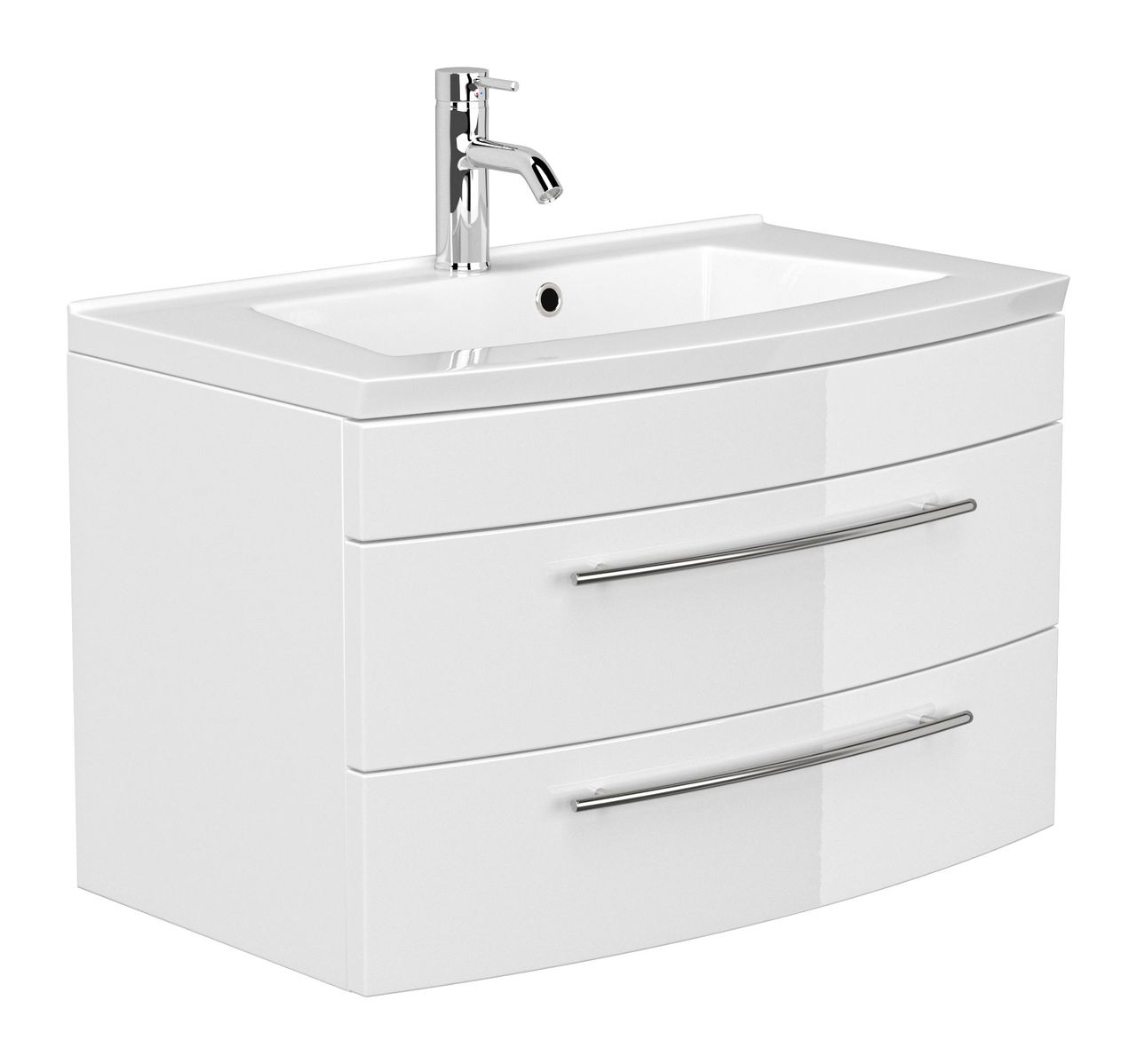 Posseik Badmöbel-Set Luna 80 cm (4-teilig) weiß hochglanz EEK: F