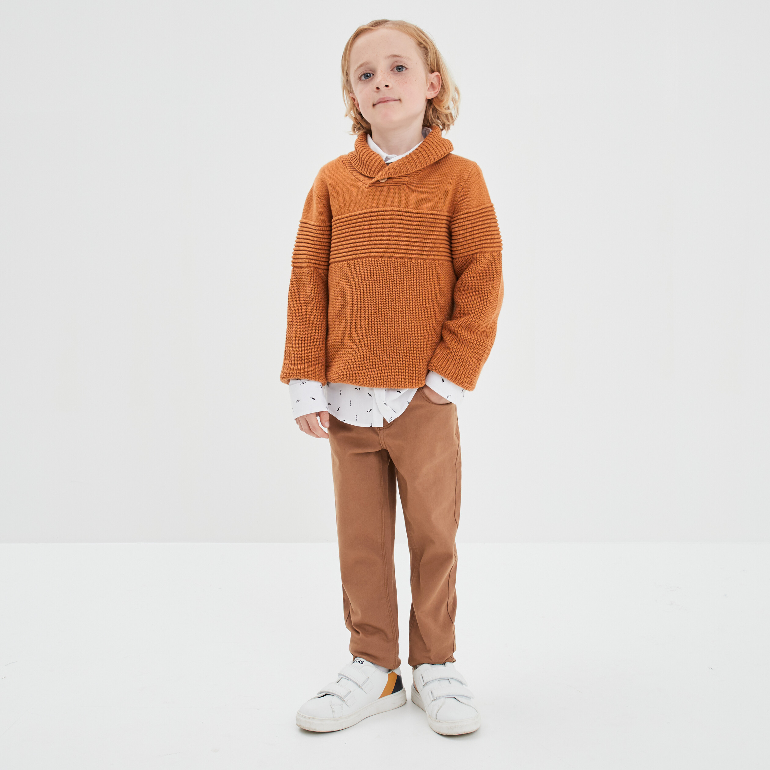 Pantalon slim stretch marron garçon | La Halle