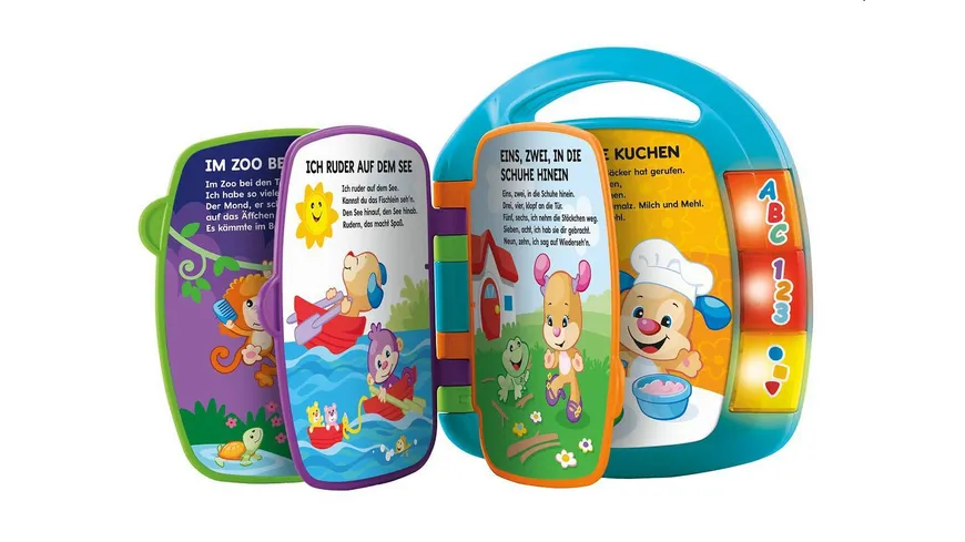 Fisher-Price Lernspaß Liederbuch (blau), Baby-Spielzeug mit Musik, Lernspielzeug