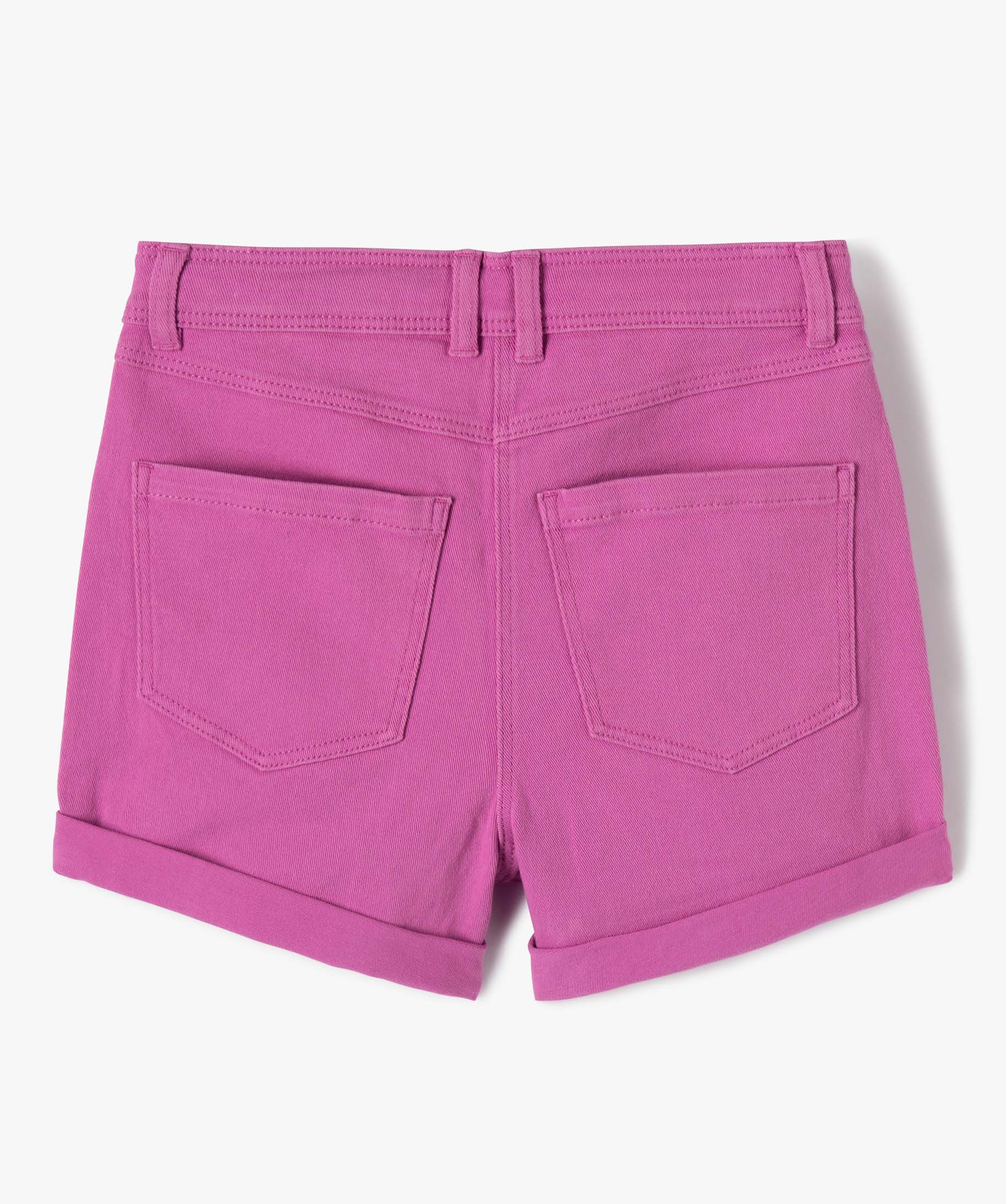 Short fille en toile denim avec revers violet | GEMO